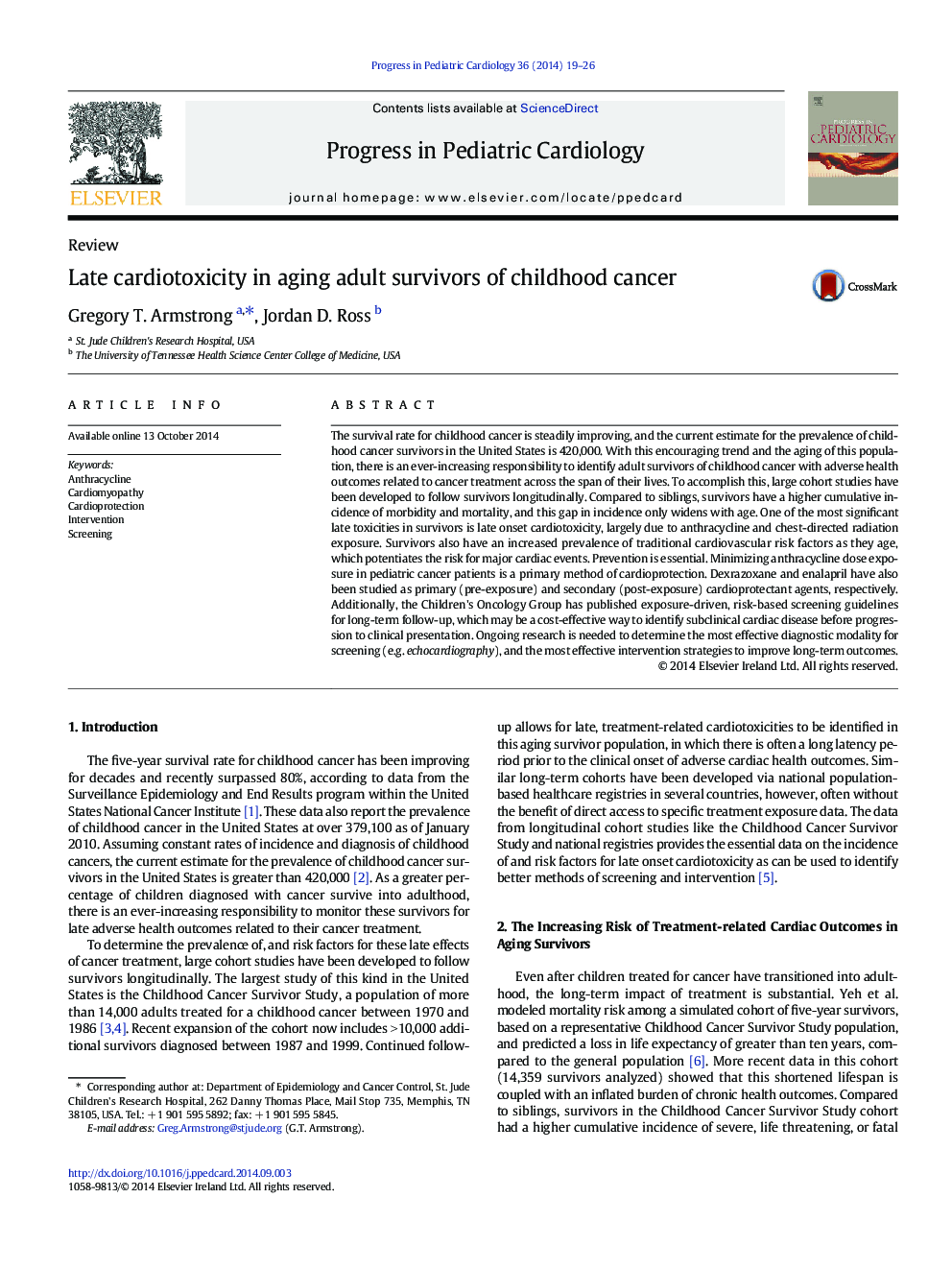 ReviewLate cardiotoxicity in aging adult survivors of childhood cancer