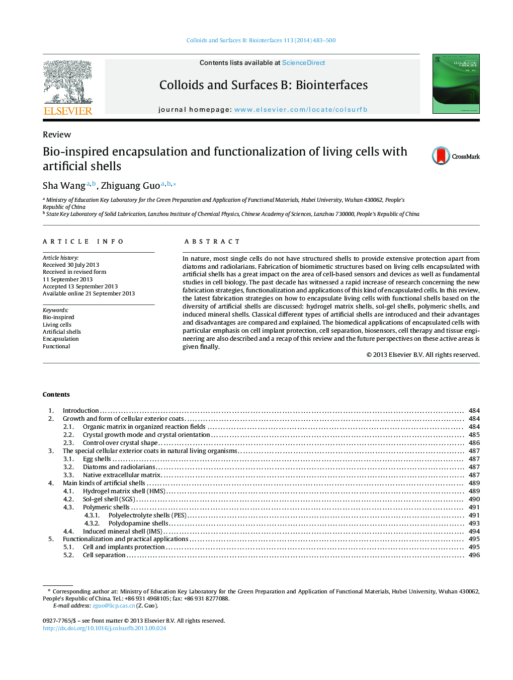 Bio-inspired encapsulation and functionalization of living cells with artificial shells