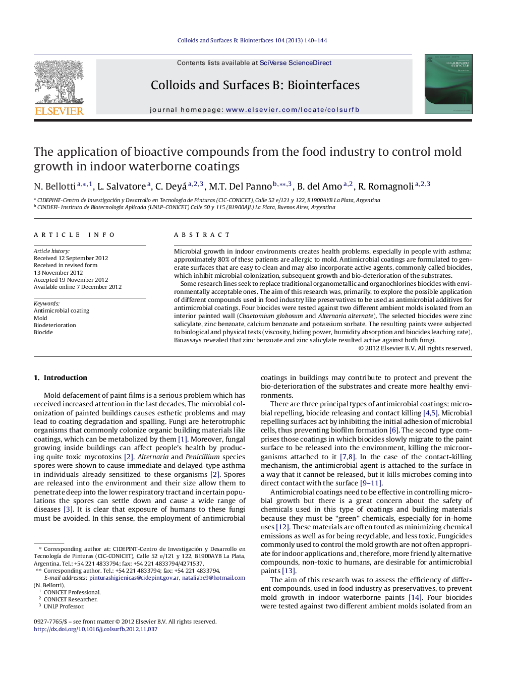 The application of bioactive compounds from the food industry to control mold growth in indoor waterborne coatings