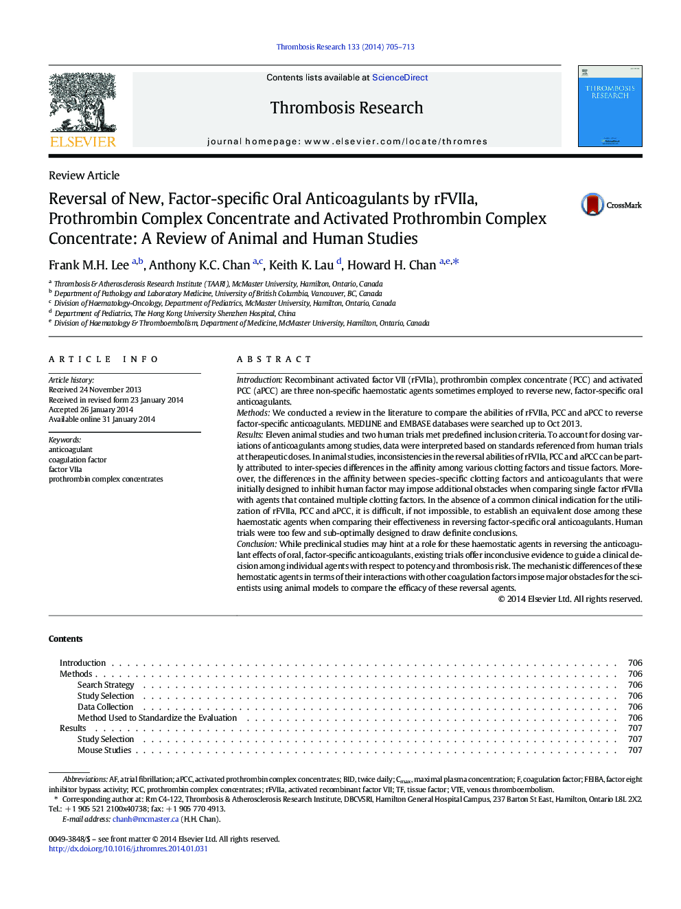 Reversal of New, Factor-specific Oral Anticoagulants by rFVIIa, Prothrombin Complex Concentrate and Activated Prothrombin Complex Concentrate: A Review of Animal and Human Studies