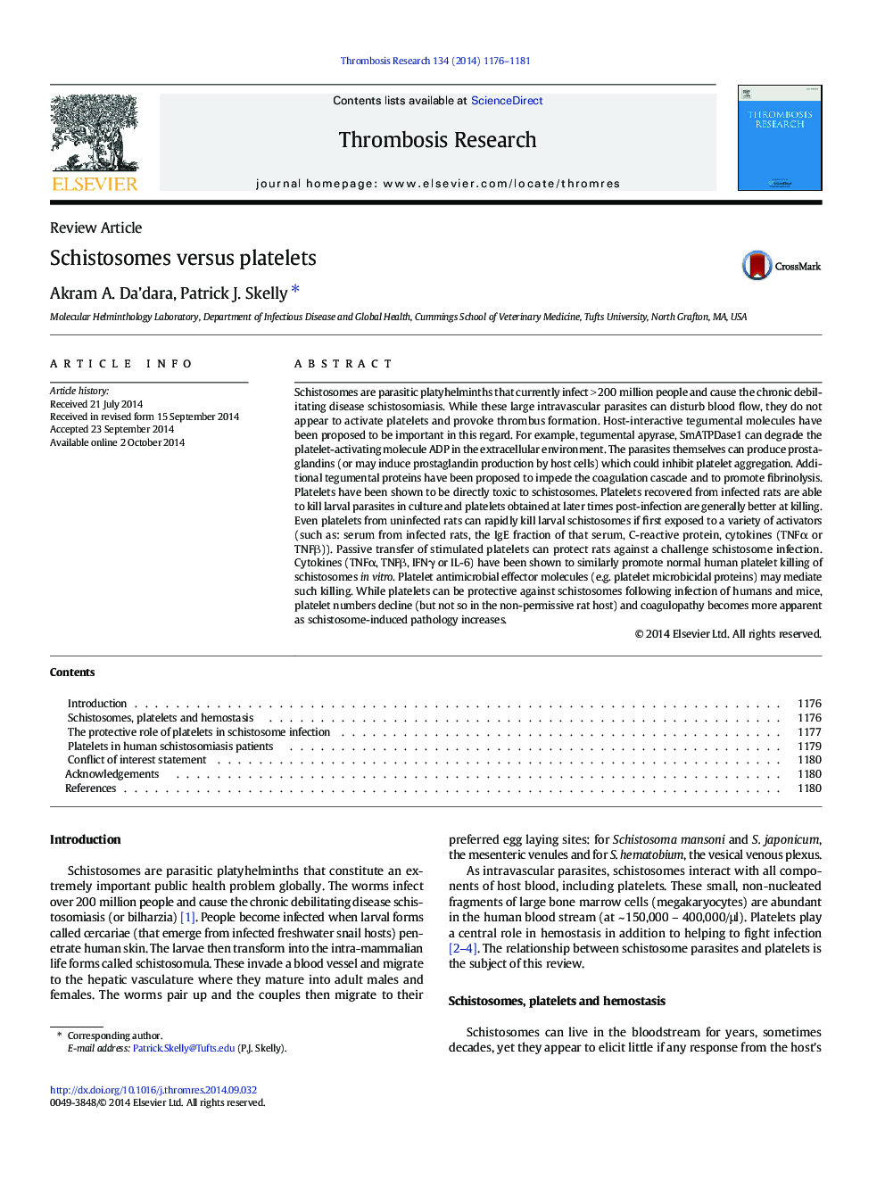 Schistosomes versus platelets