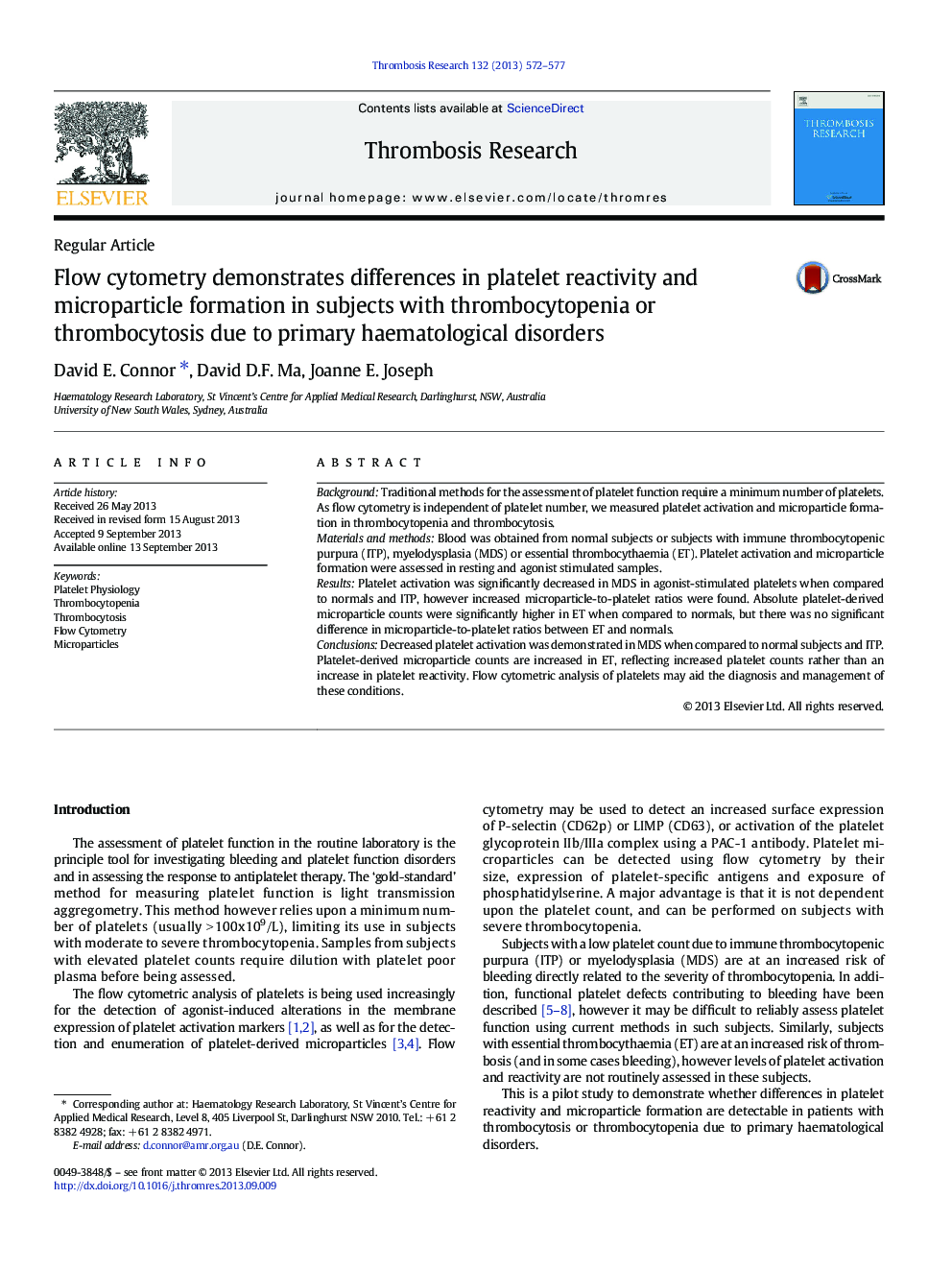 Flow cytometry demonstrates differences in platelet reactivity and microparticle formation in subjects with thrombocytopenia or thrombocytosis due to primary haematological disorders