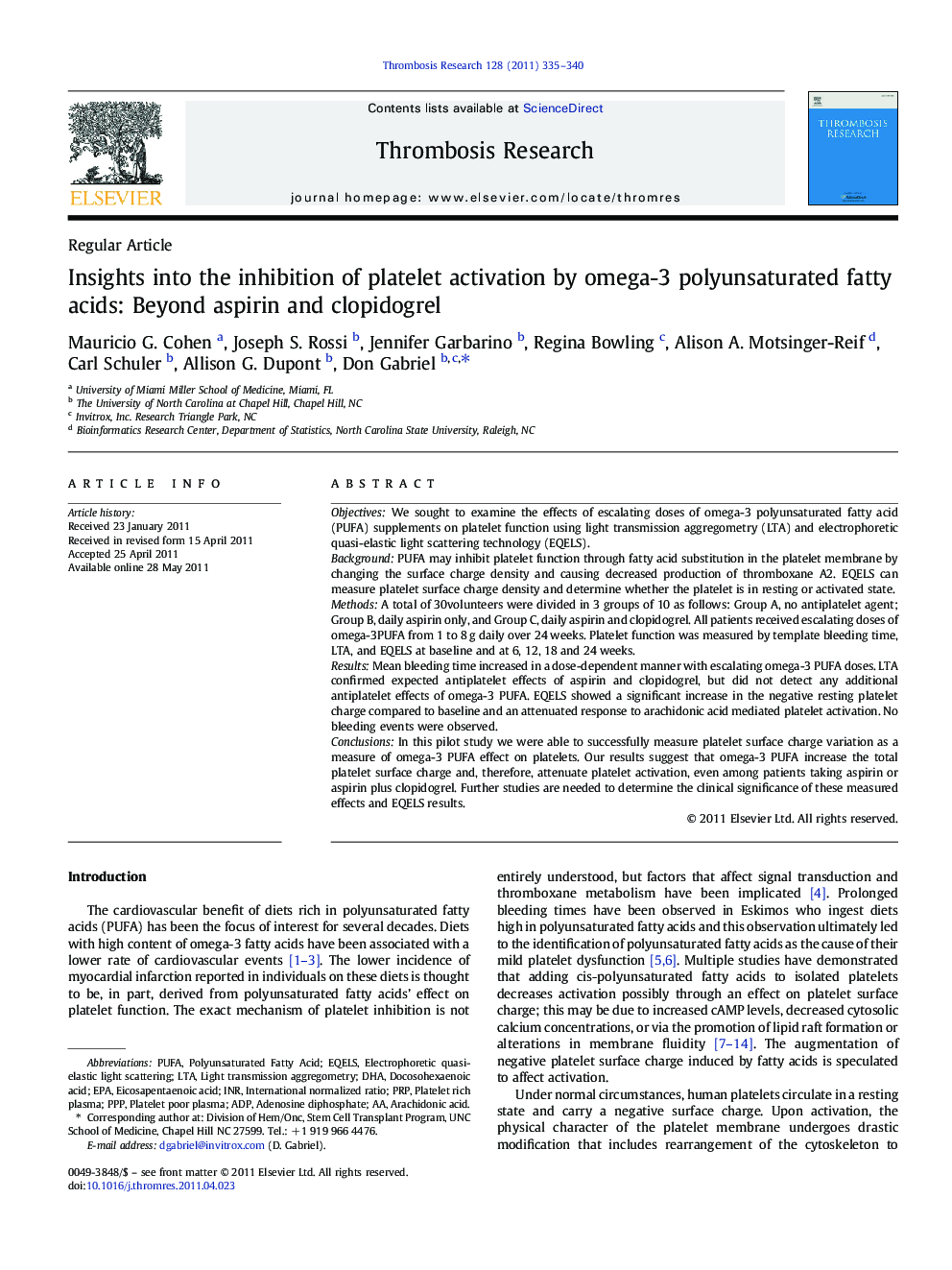 Insights into the inhibition of platelet activation by omega-3 polyunsaturated fatty acids: Beyond aspirin and clopidogrel