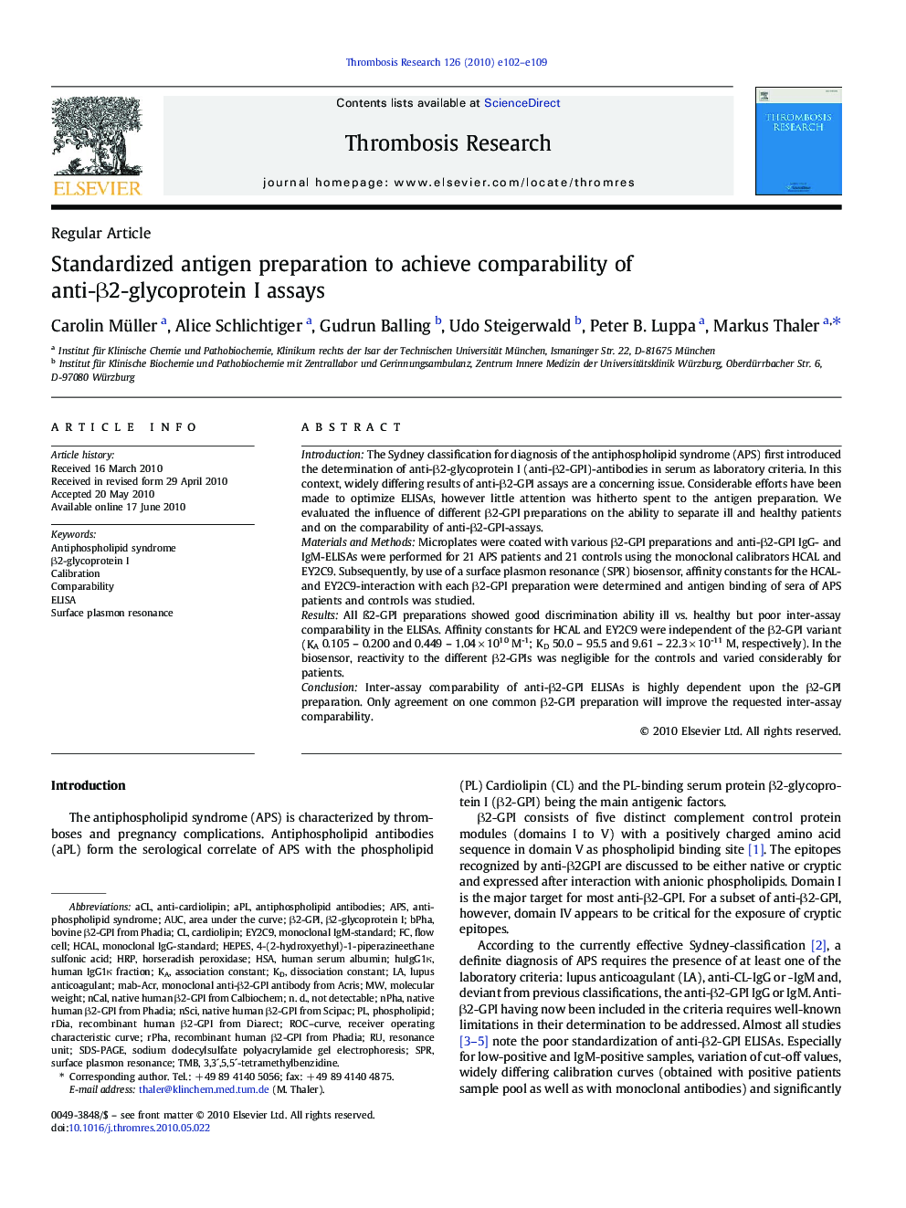 Standardized antigen preparation to achieve comparability of anti-Î²2-glycoprotein I assays