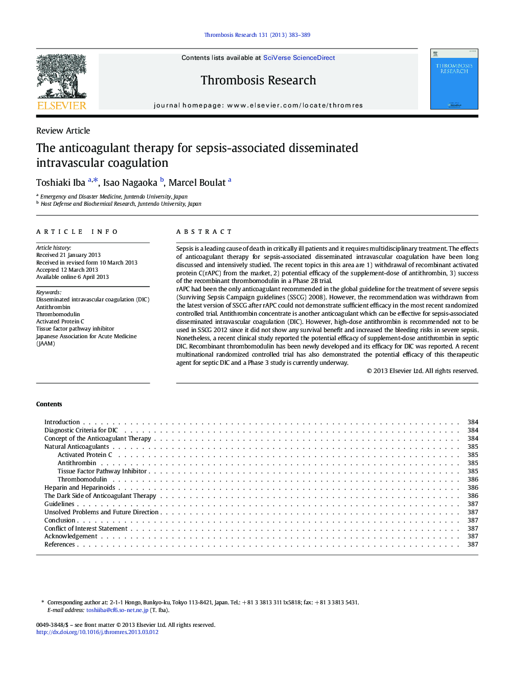 The anticoagulant therapy for sepsis-associated disseminated intravascular coagulation