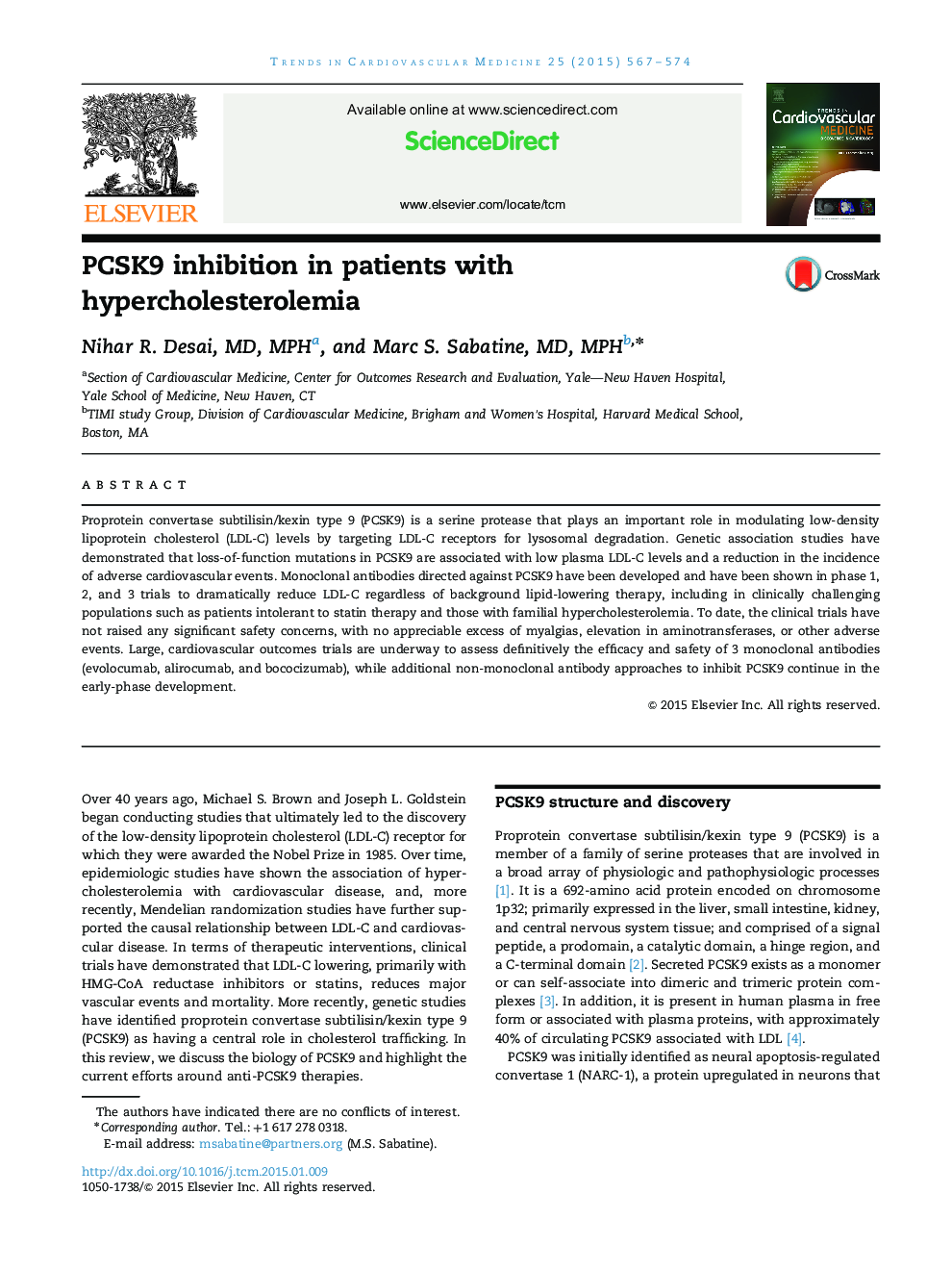 PCSK9 inhibition in patients with hypercholesterolemia