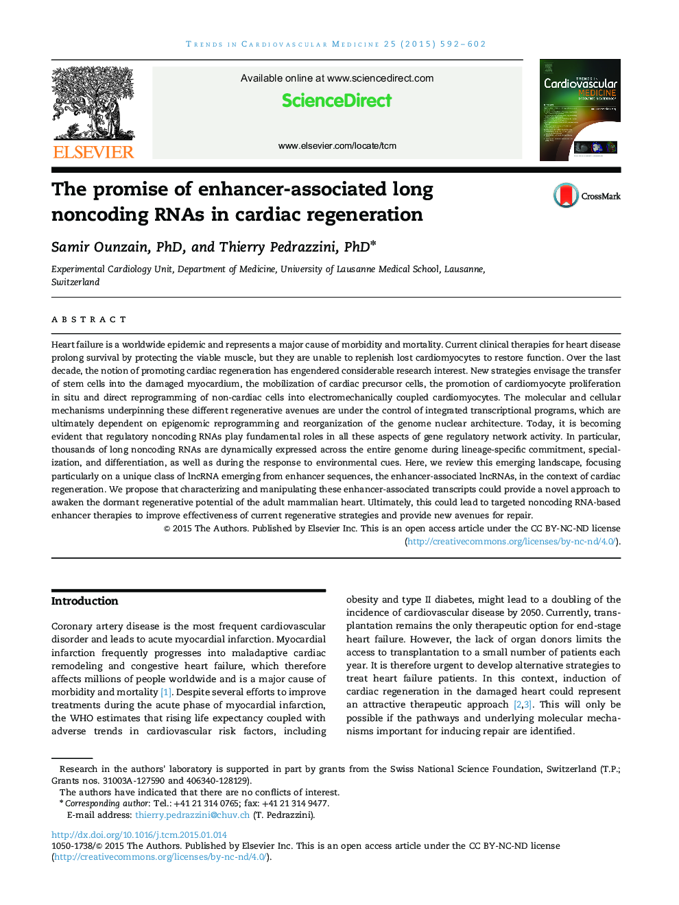 The promise of enhancer-associated long noncoding RNAs in cardiac regeneration