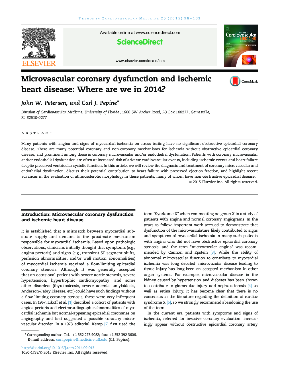 Microvascular coronary dysfunction and ischemic heart disease: Where are we in 2014?