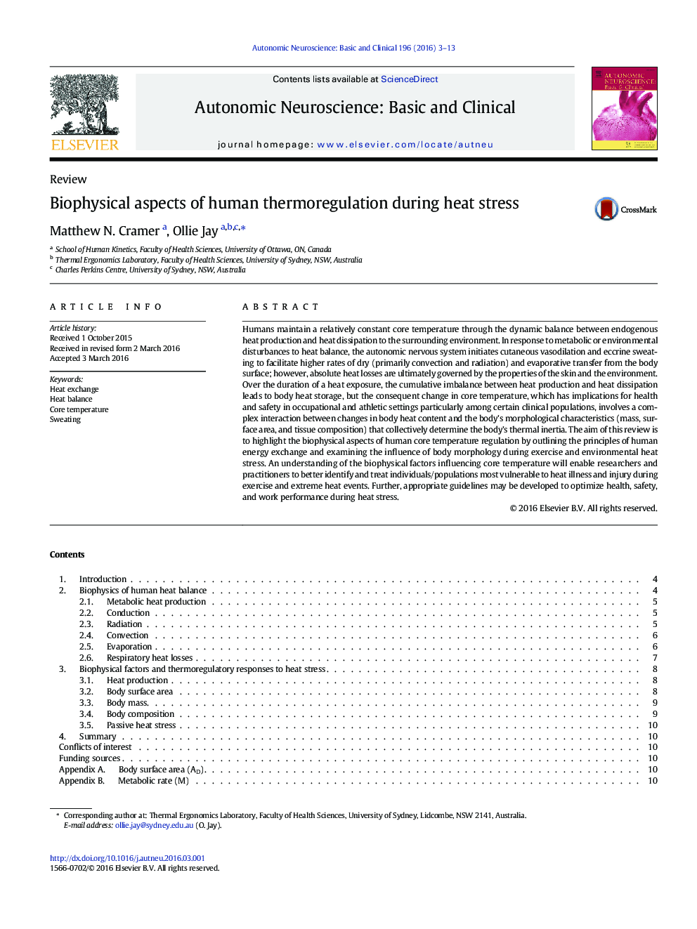 ReviewBiophysical aspects of human thermoregulation during heat stress