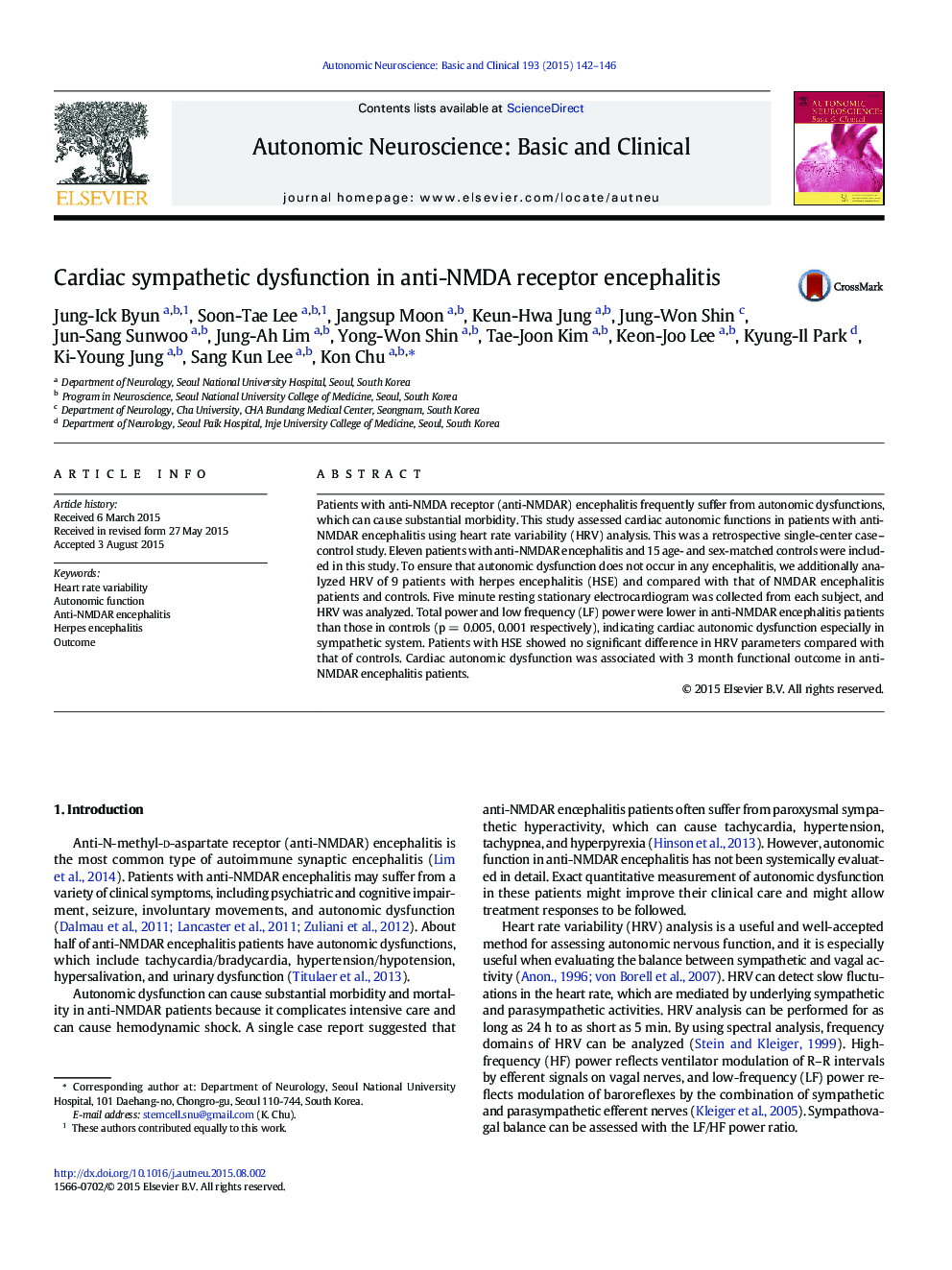 Cardiac sympathetic dysfunction in anti-NMDA receptor encephalitis
