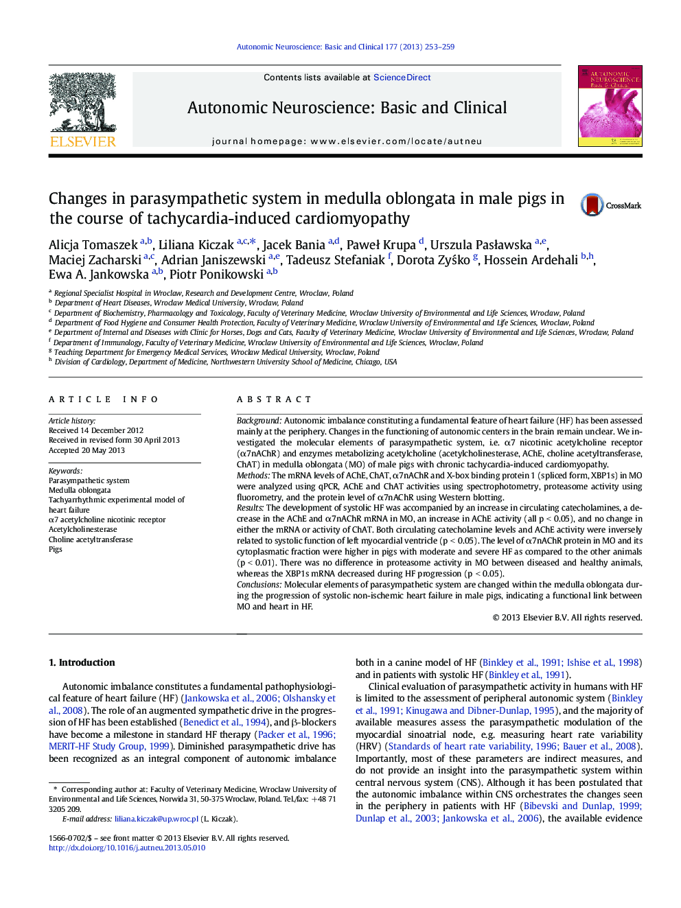 تغییرات سیستم پاراسمپاتیک در مدولا پلنگادا در خوک های مردانه در طی کاردیومیوپاتی ناشی از تاکی کاردی 