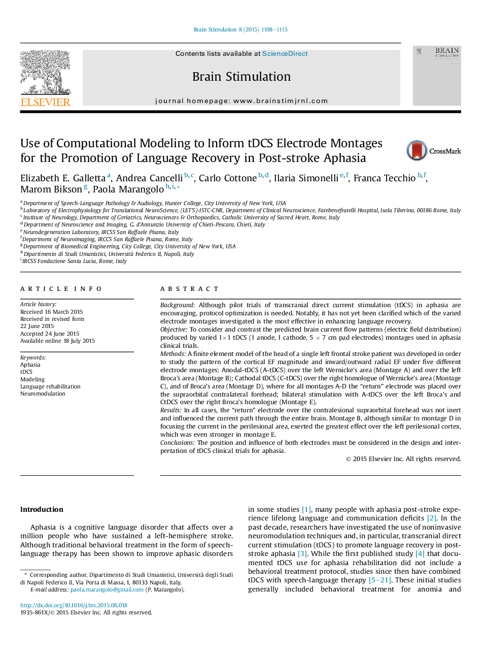 Use of Computational Modeling to Inform tDCS Electrode Montages for the Promotion of Language Recovery in Post-stroke Aphasia