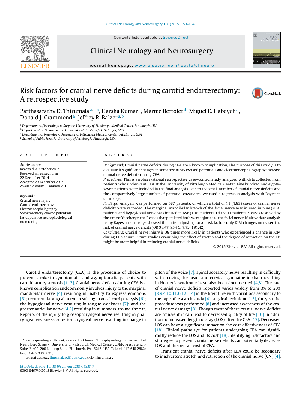 Risk factors for cranial nerve deficits during carotid endarterectomy: A retrospective study