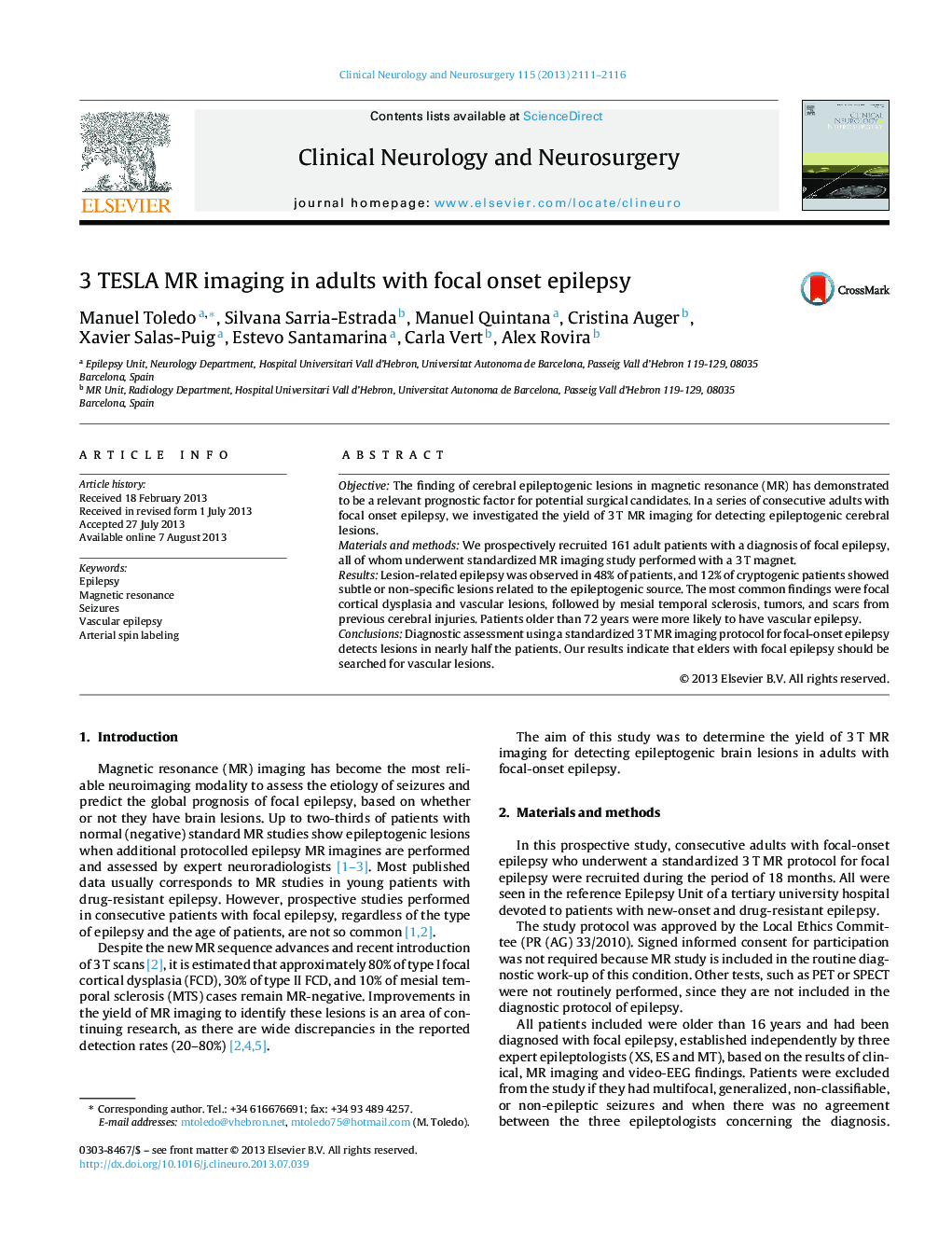 3 TESLA MR imaging in adults with focal onset epilepsy