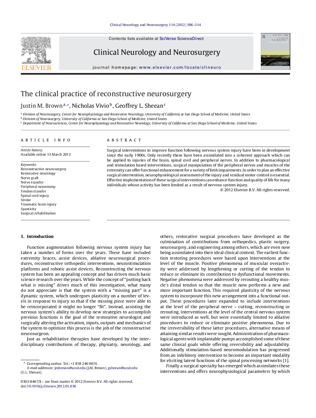 The clinical practice of reconstructive neurosurgery