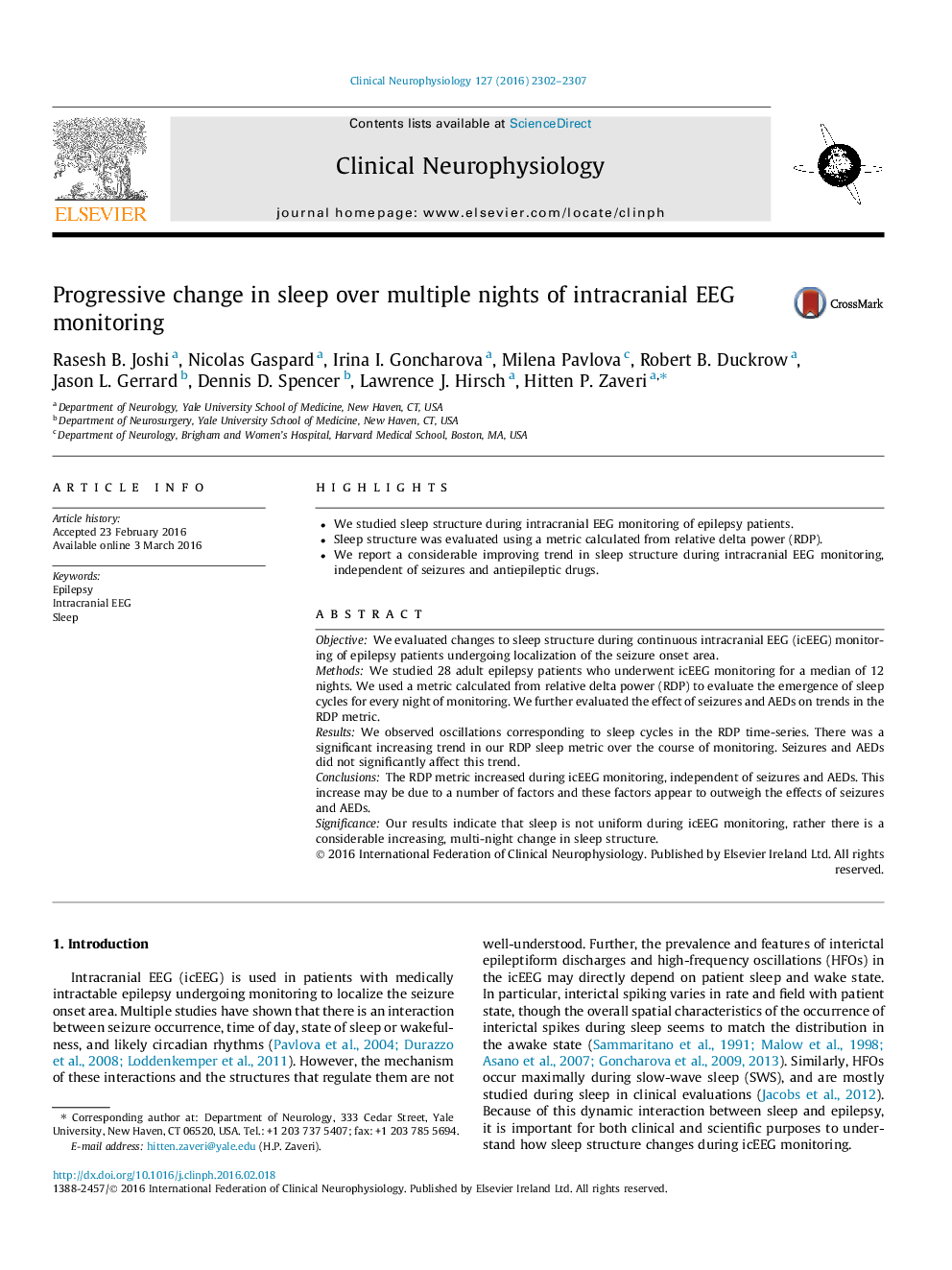 Progressive change in sleep over multiple nights of intracranial EEG monitoring