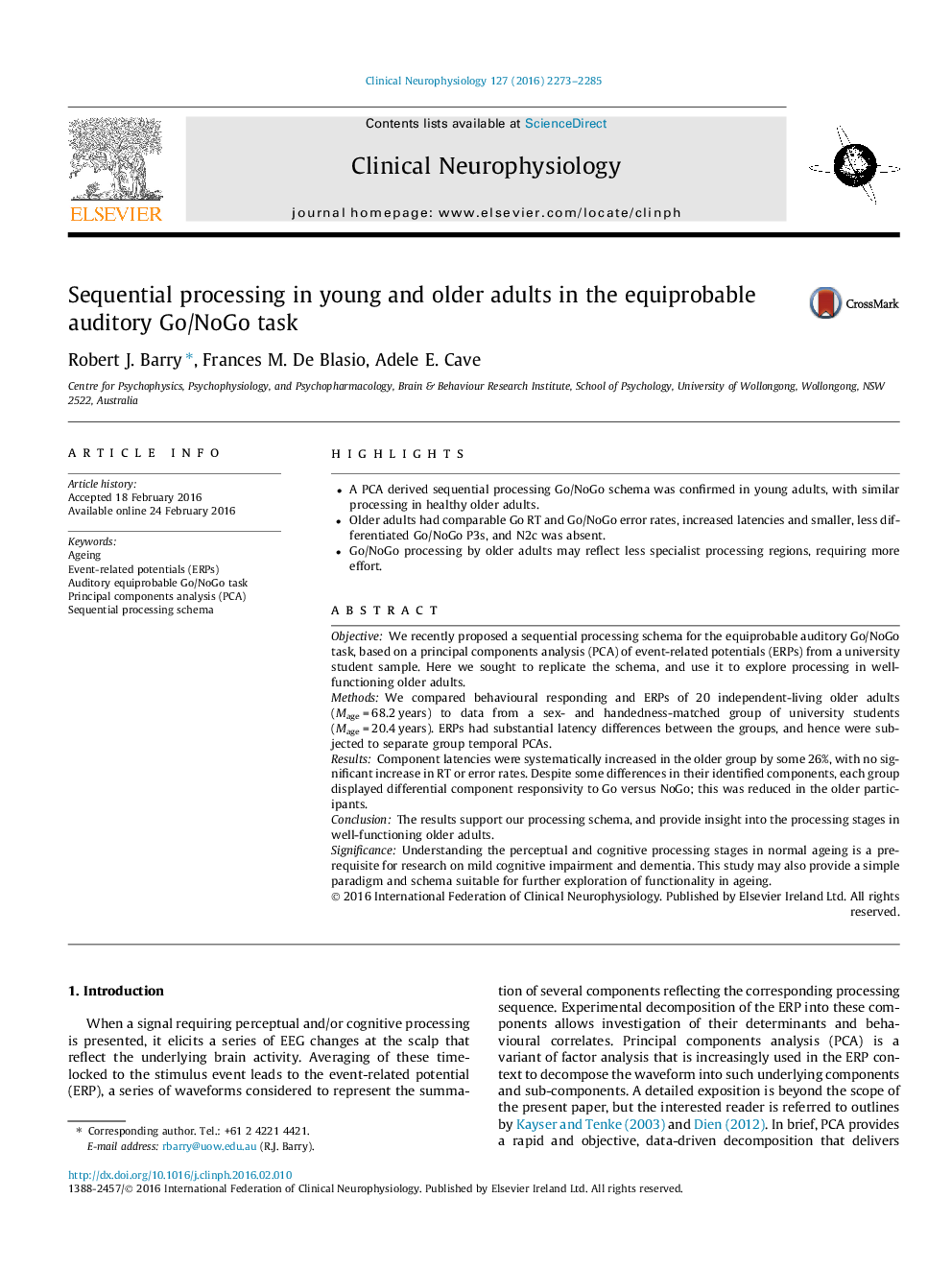 Sequential processing in young and older adults in the equiprobable auditory Go/NoGo task