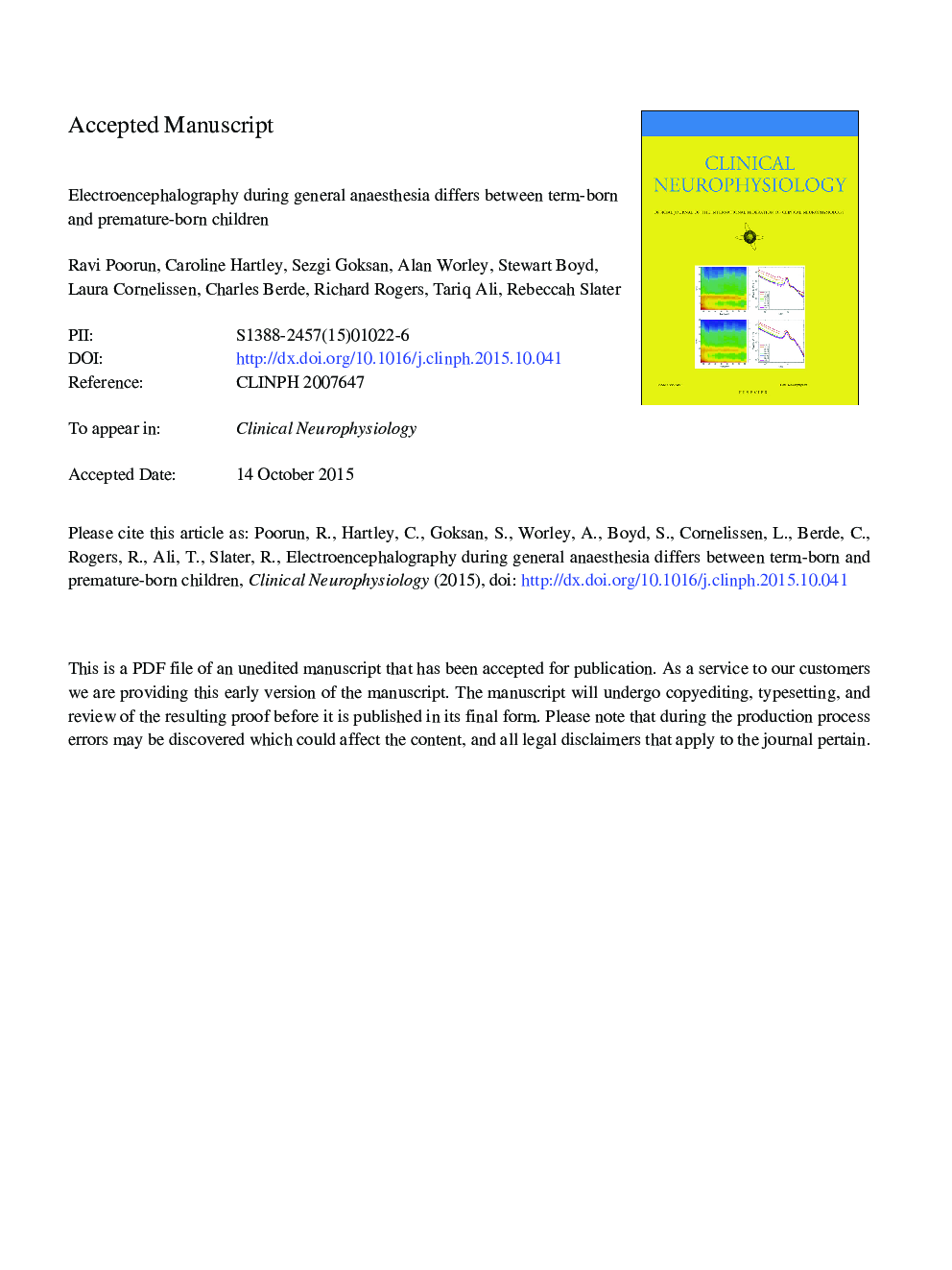 Electroencephalography during general anaesthesia differs between term-born and premature-born children