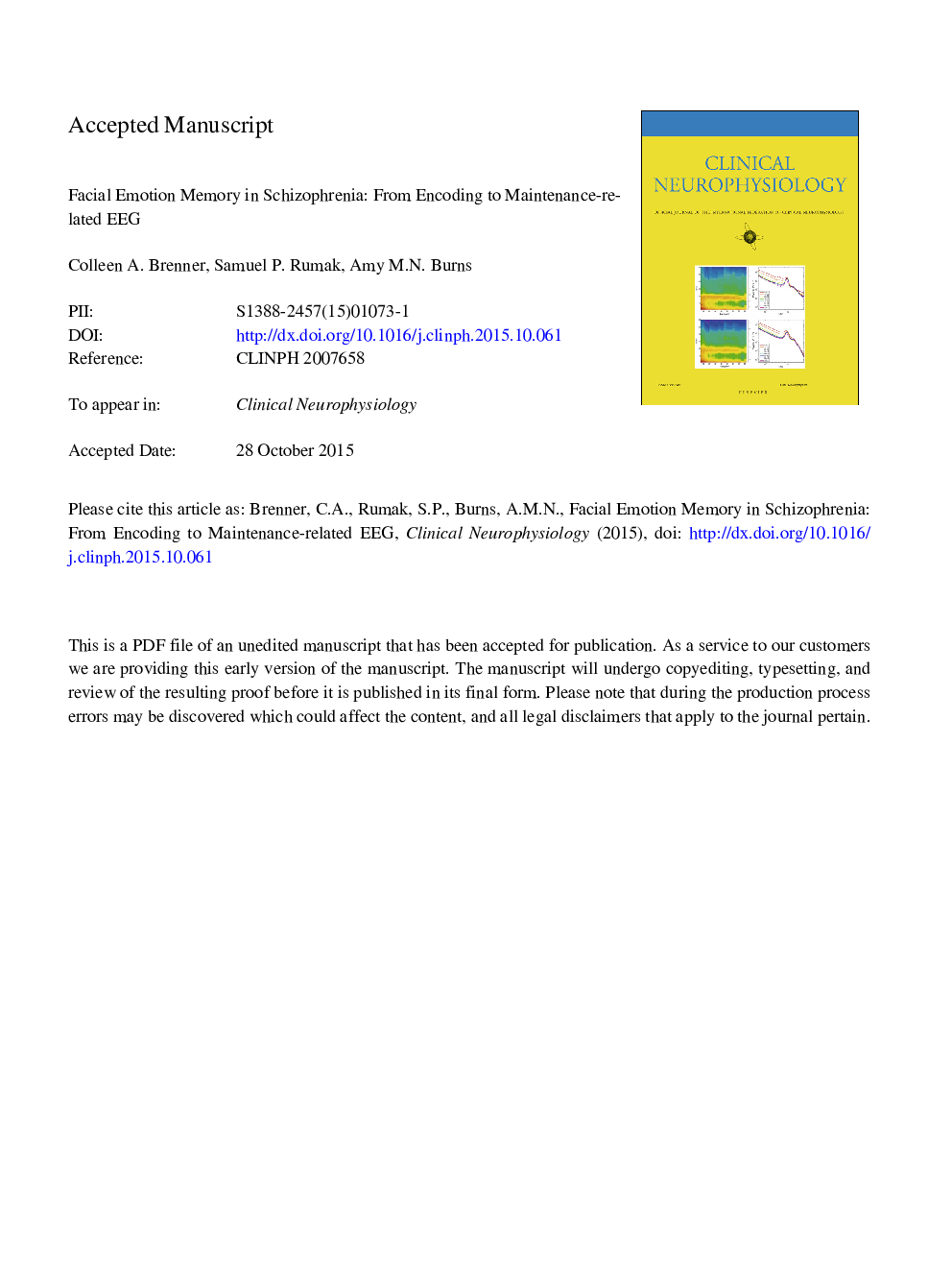 Facial emotion memory in schizophrenia: From encoding to maintenance-related EEG