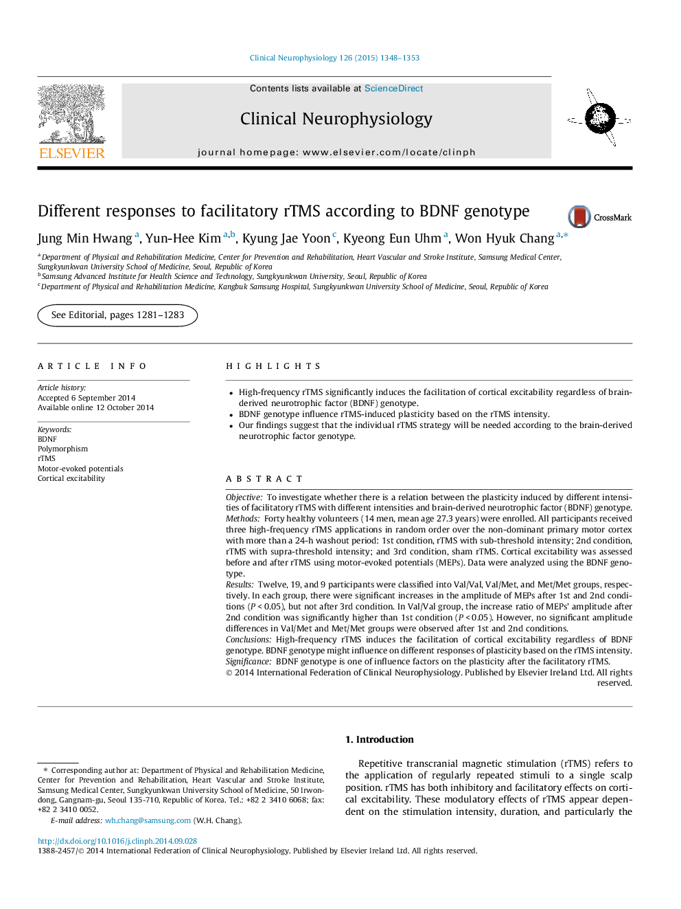 Different responses to facilitatory rTMS according to BDNF genotype