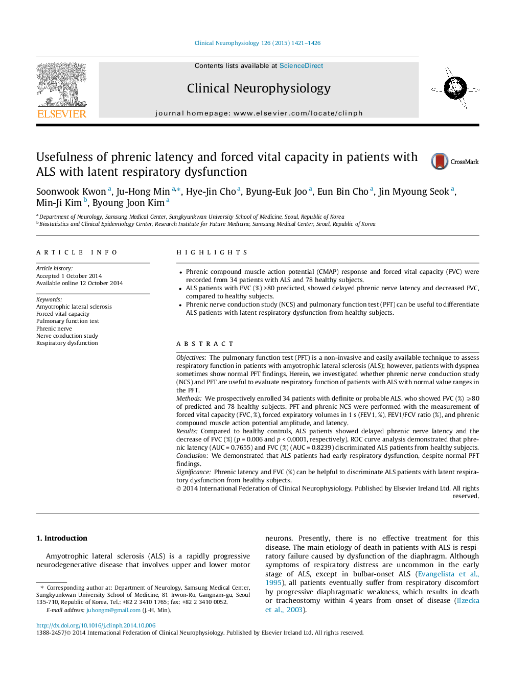 Usefulness of phrenic latency and forced vital capacity in patients with ALS with latent respiratory dysfunction