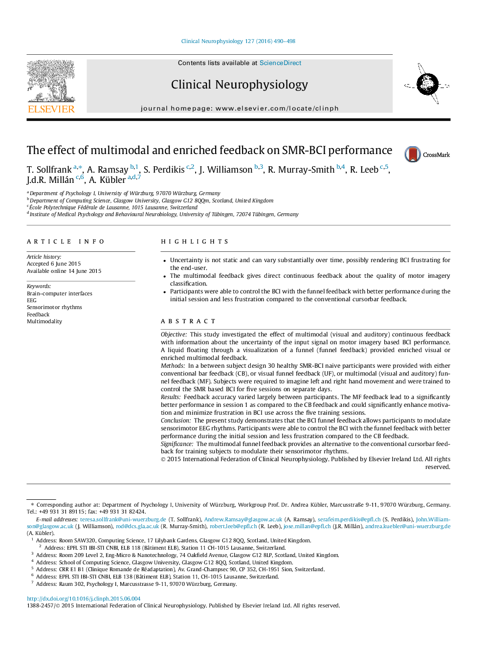 The effect of multimodal and enriched feedback on SMR-BCI performance