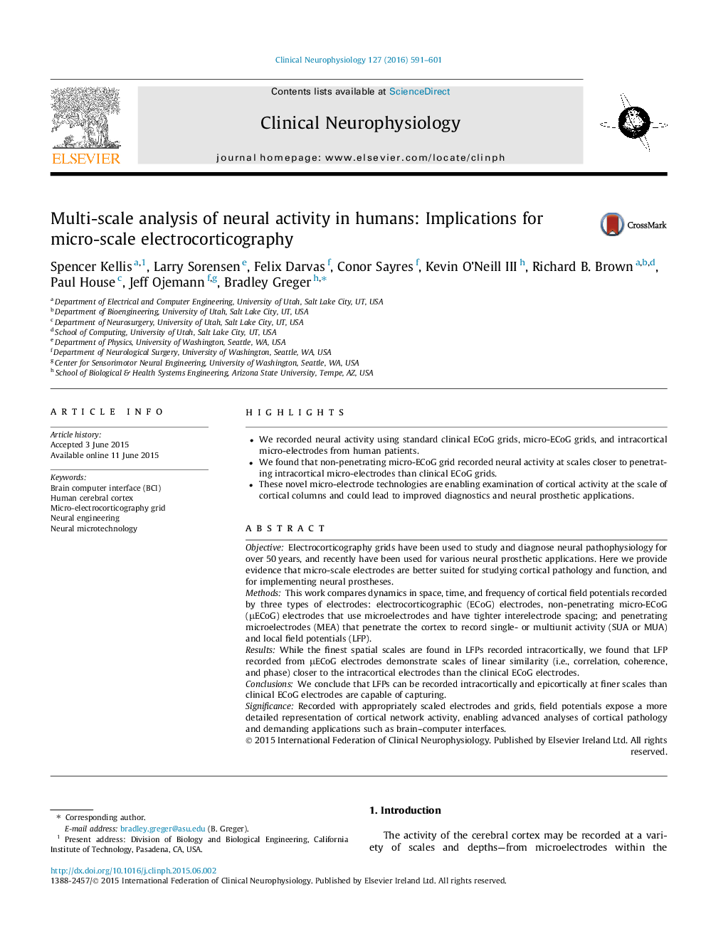 Multi-scale analysis of neural activity in humans: Implications for micro-scale electrocorticography