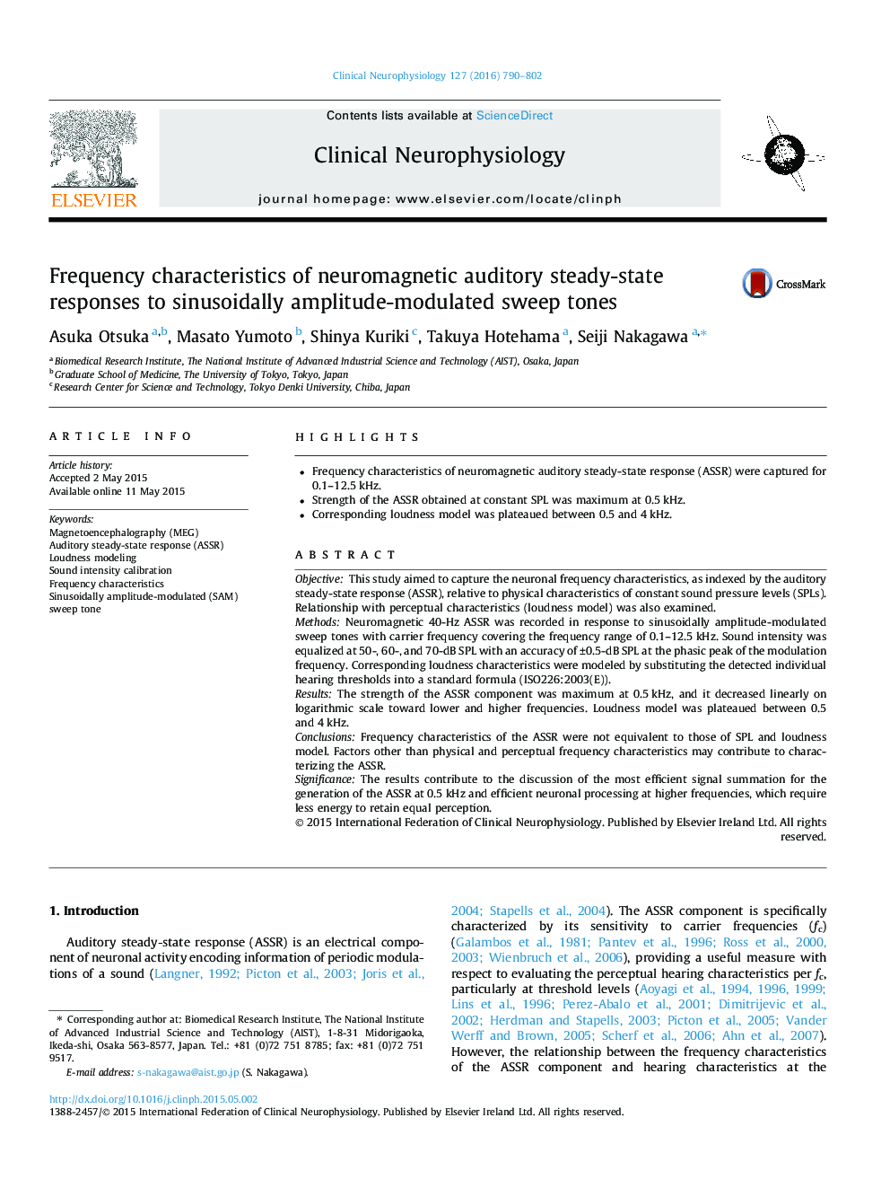 Frequency characteristics of neuromagnetic auditory steady-state responses to sinusoidally amplitude-modulated sweep tones