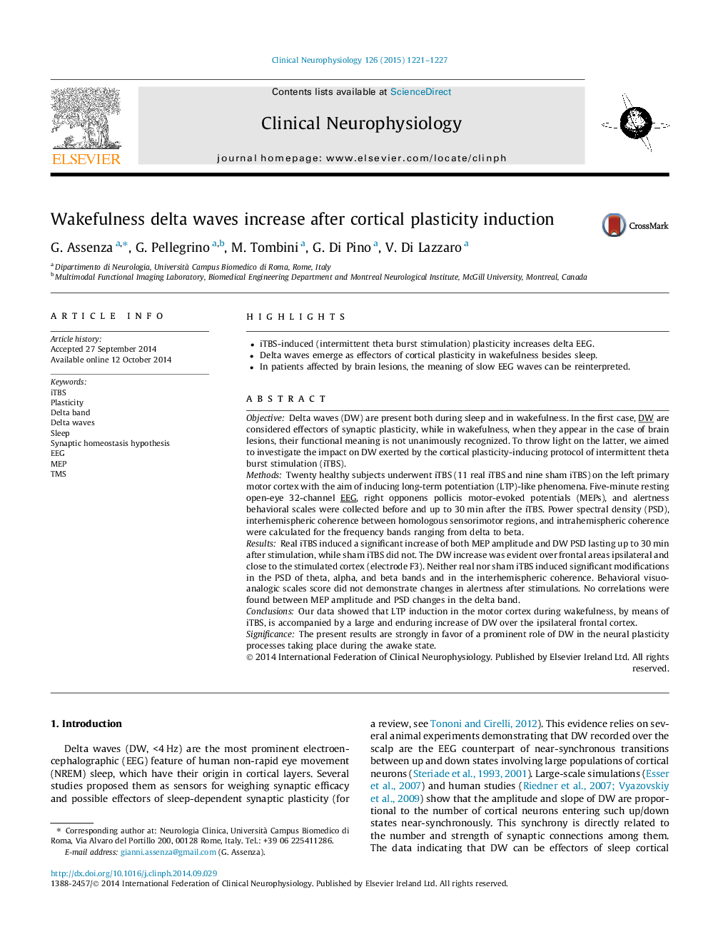 Wakefulness delta waves increase after cortical plasticity induction