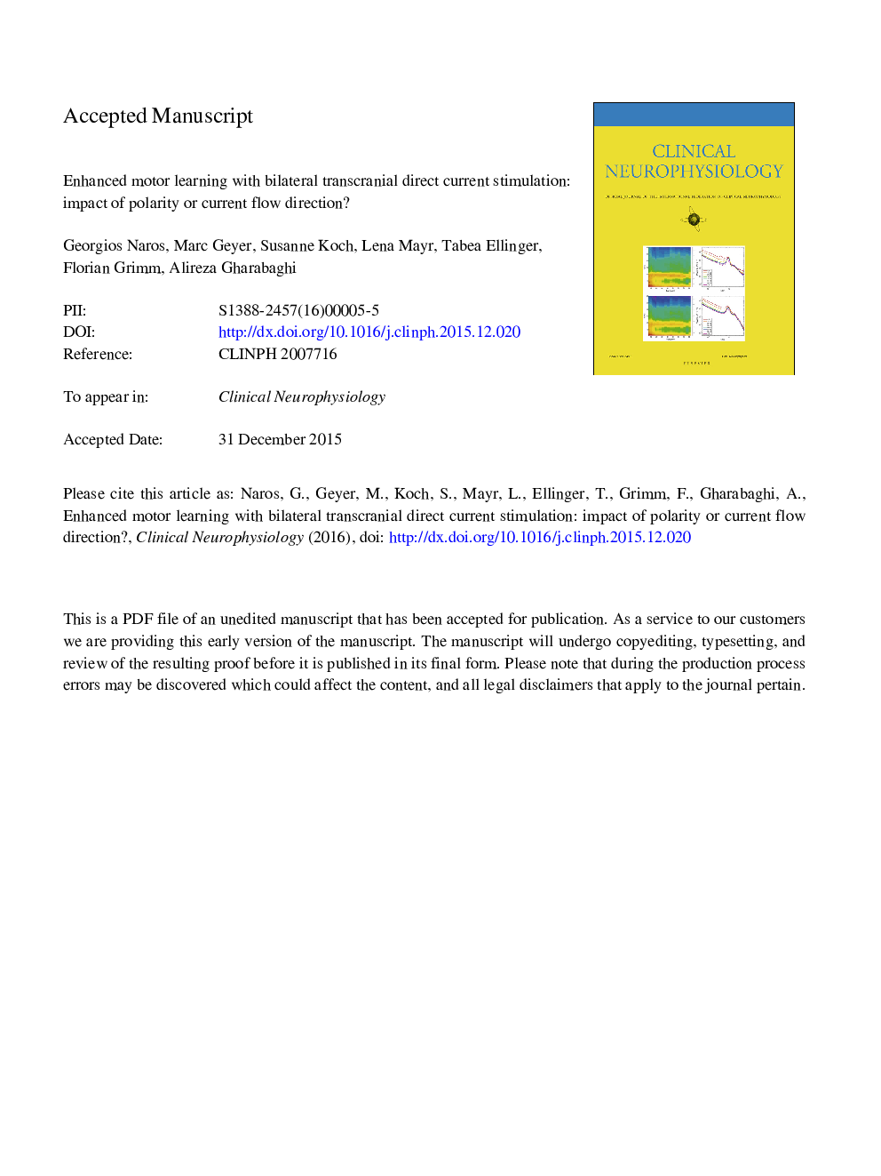 Enhanced motor learning with bilateral transcranial direct current stimulation: Impact of polarity or current flow direction?