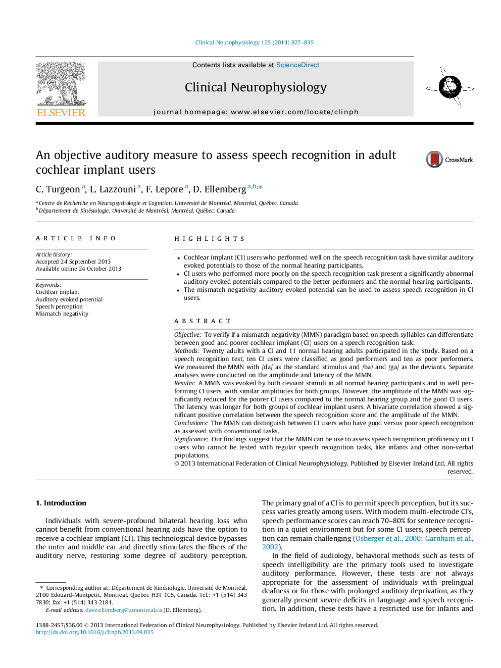 An objective auditory measure to assess speech recognition in adult cochlear implant users