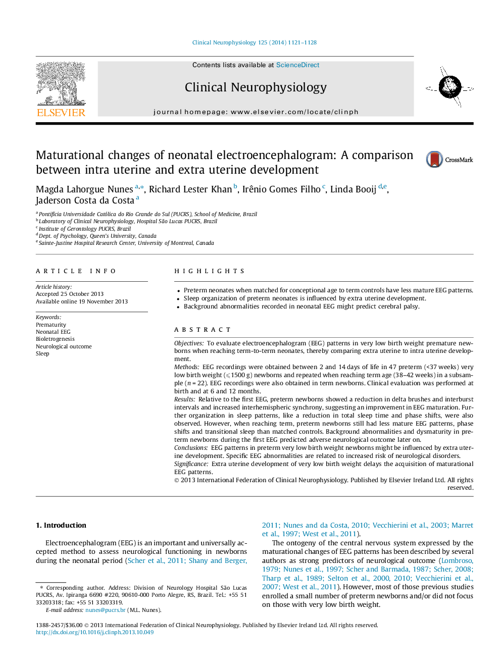 Maturational changes of neonatal electroencephalogram: A comparison between intra uterine and extra uterine development