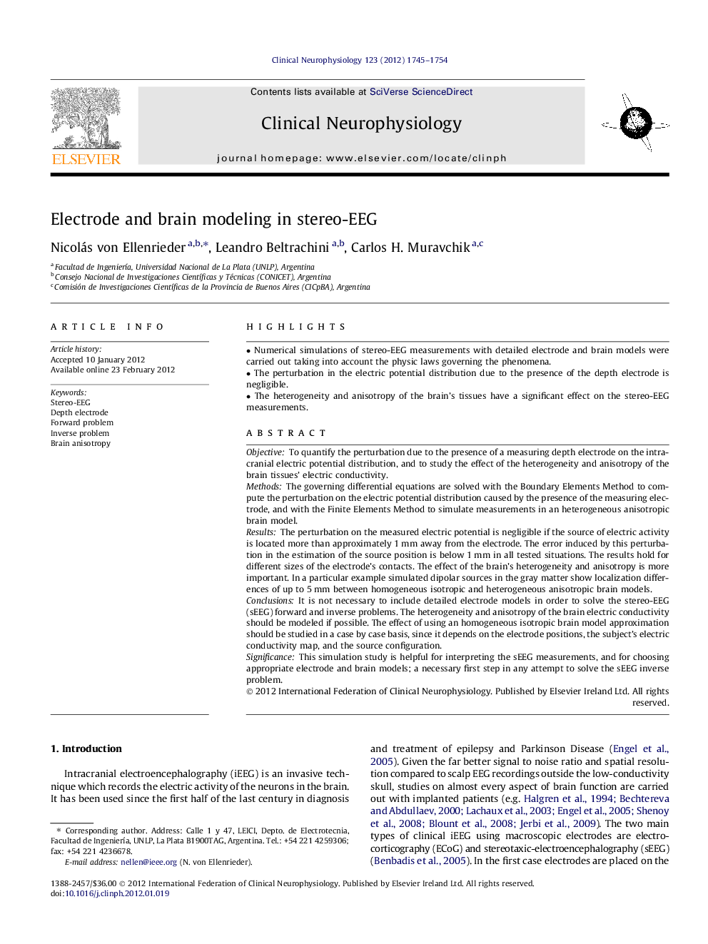 Electrode and brain modeling in stereo-EEG