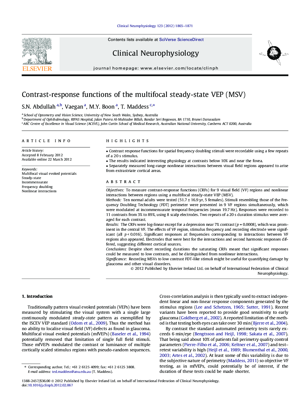 Contrast-response functions of the multifocal steady-state VEP (MSV)