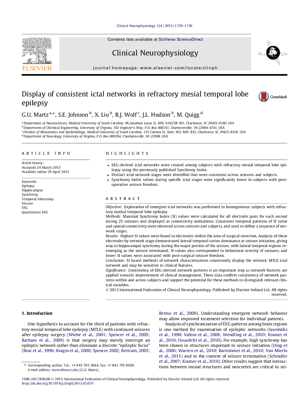 Display of consistent ictal networks in refractory mesial temporal lobe epilepsy