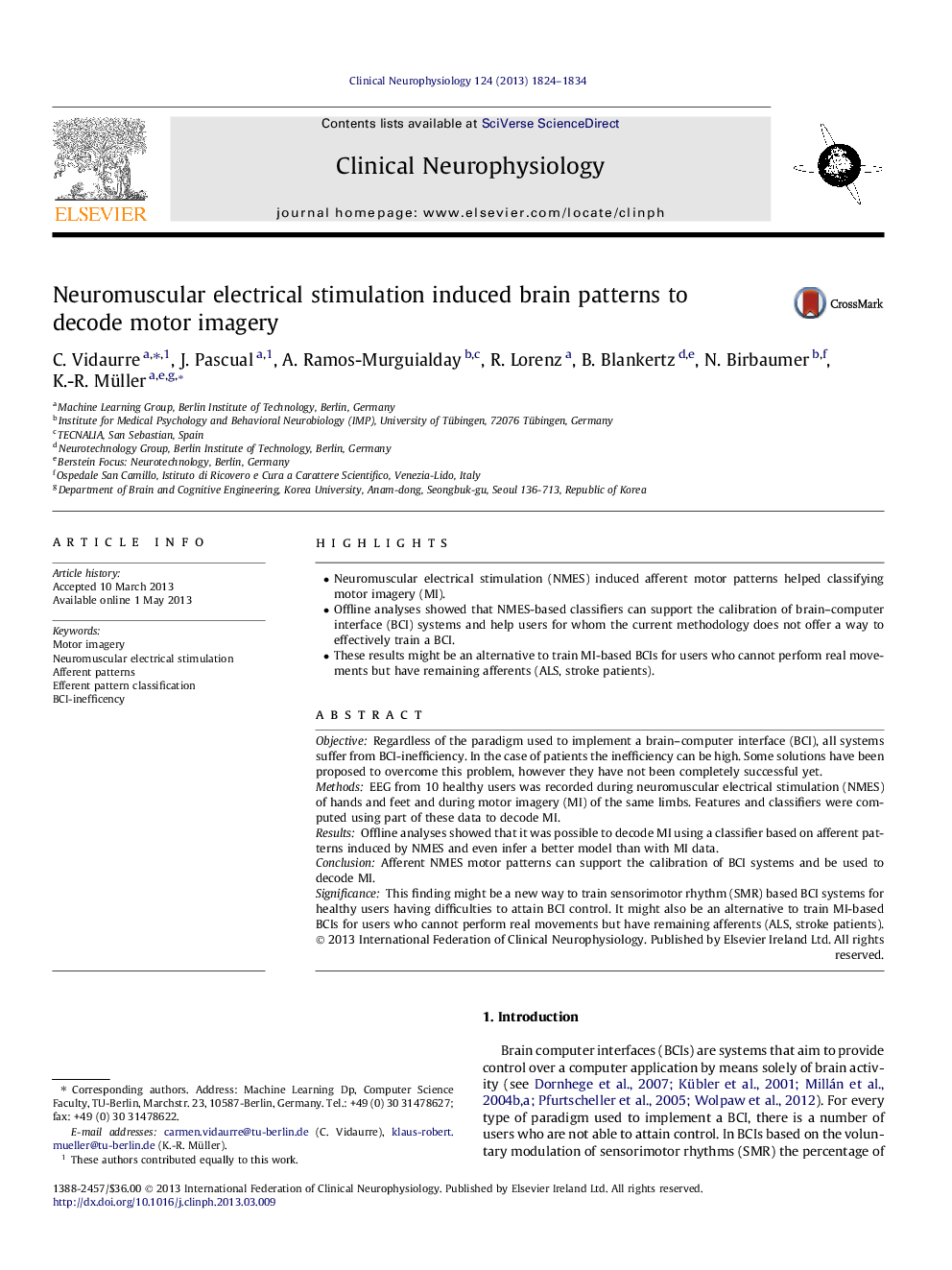 Neuromuscular electrical stimulation induced brain patterns to decode motor imagery