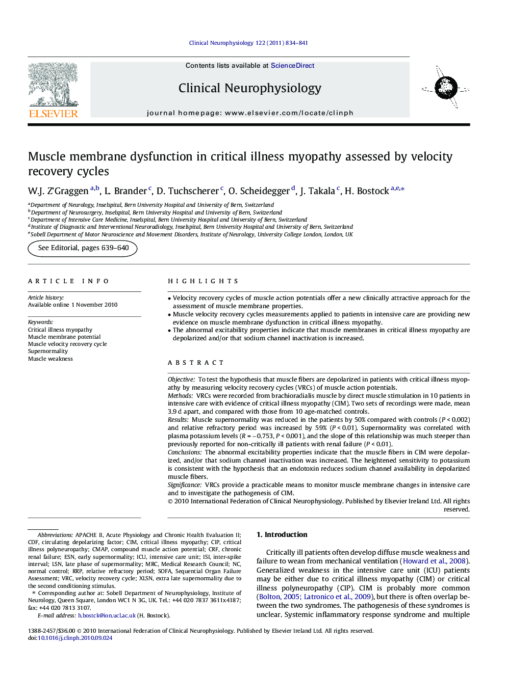 Muscle membrane dysfunction in critical illness myopathy assessed by velocity recovery cycles