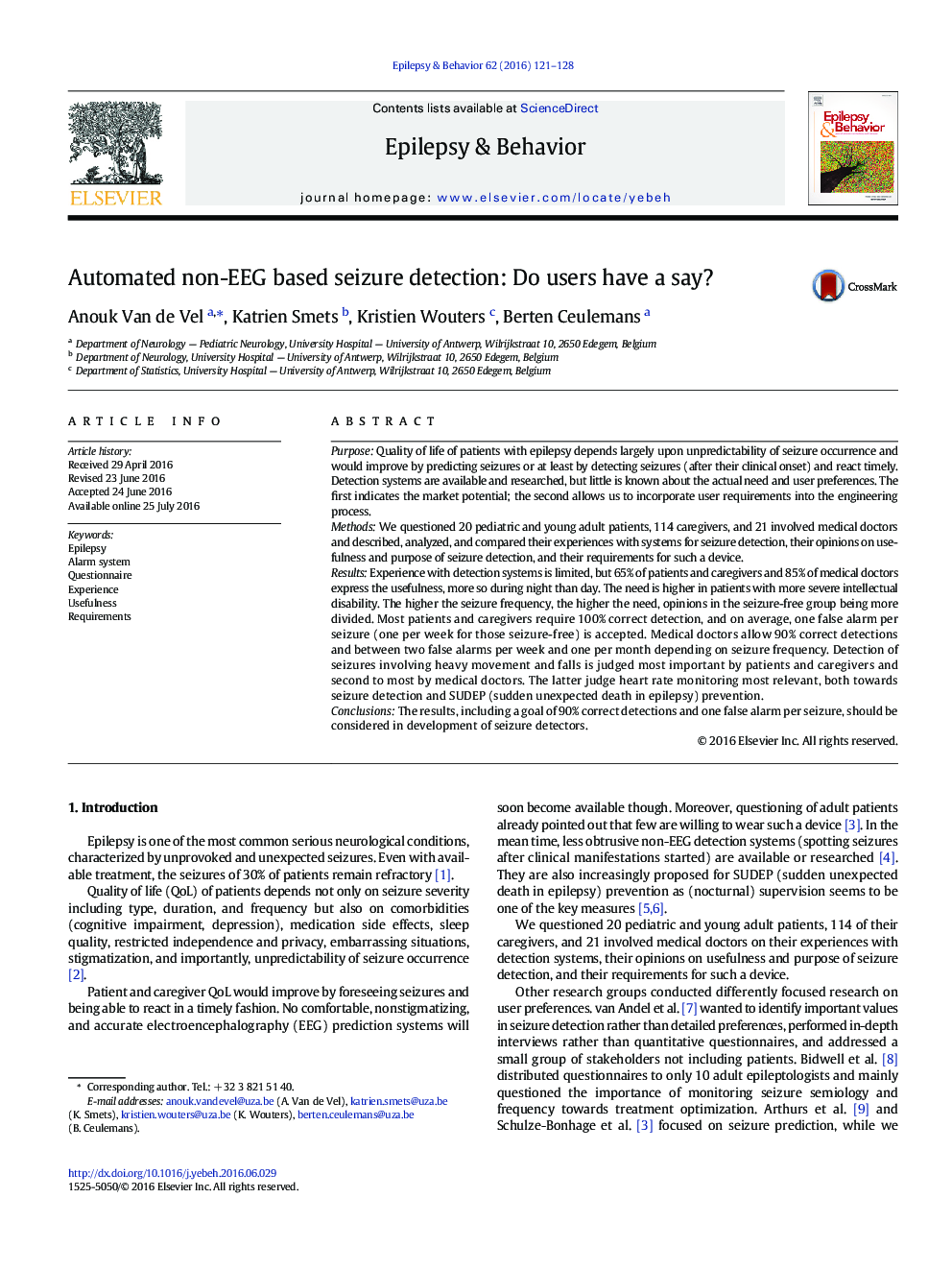 Automated non-EEG based seizure detection: Do users have a say?