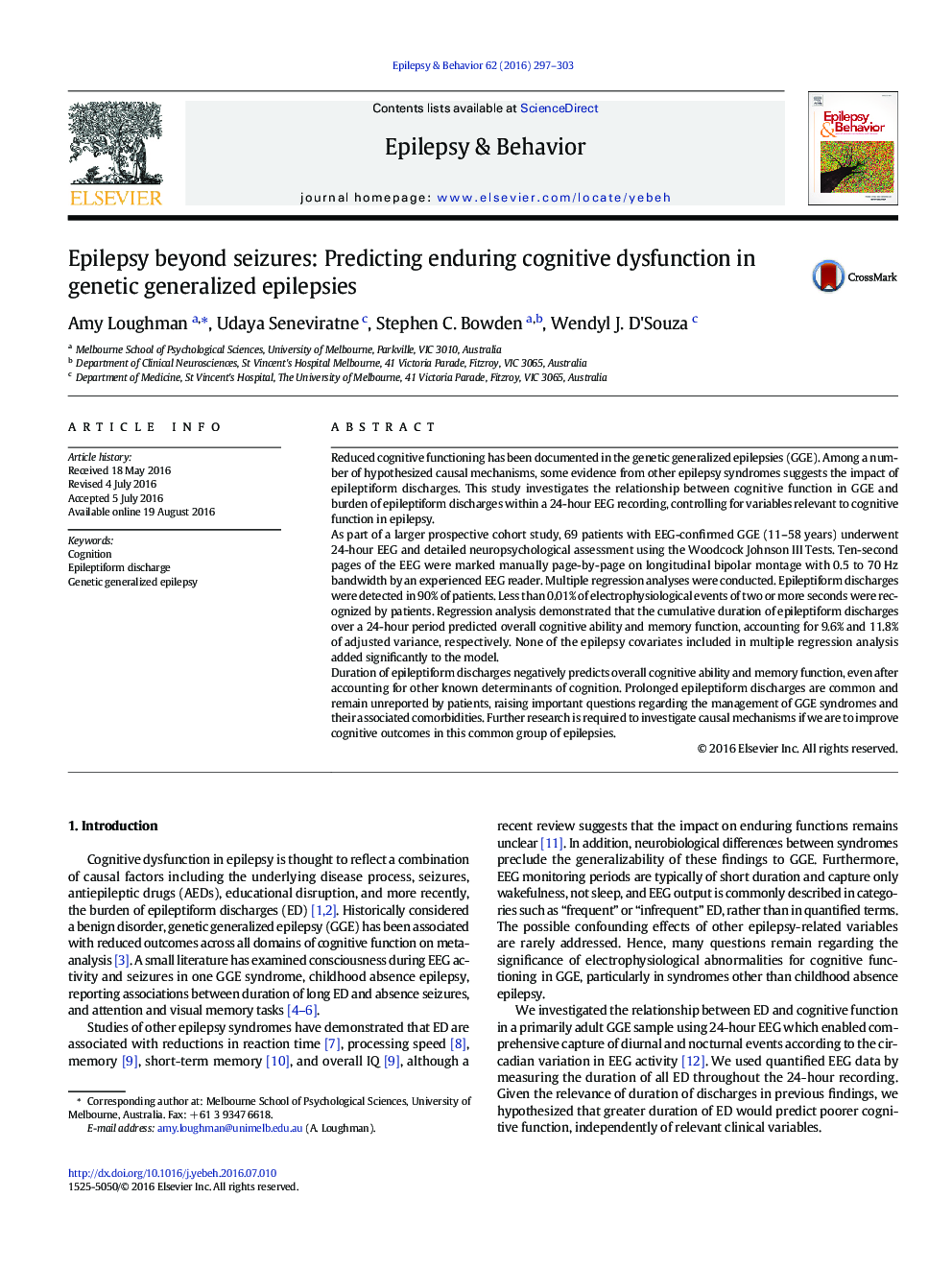 Epilepsy beyond seizures: Predicting enduring cognitive dysfunction in genetic generalized epilepsies