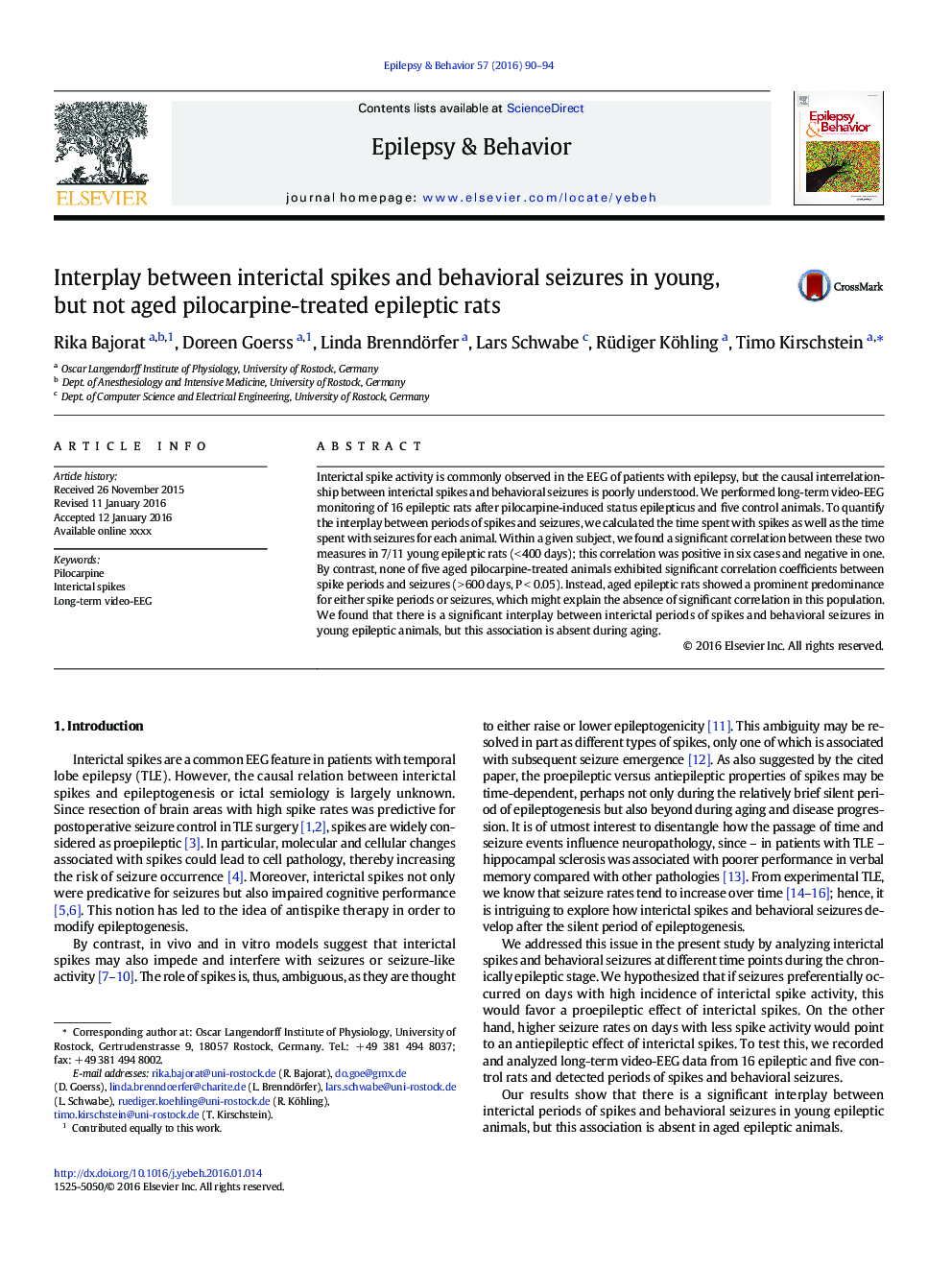 Interplay between interictal spikes and behavioral seizures in young, but not aged pilocarpine-treated epileptic rats