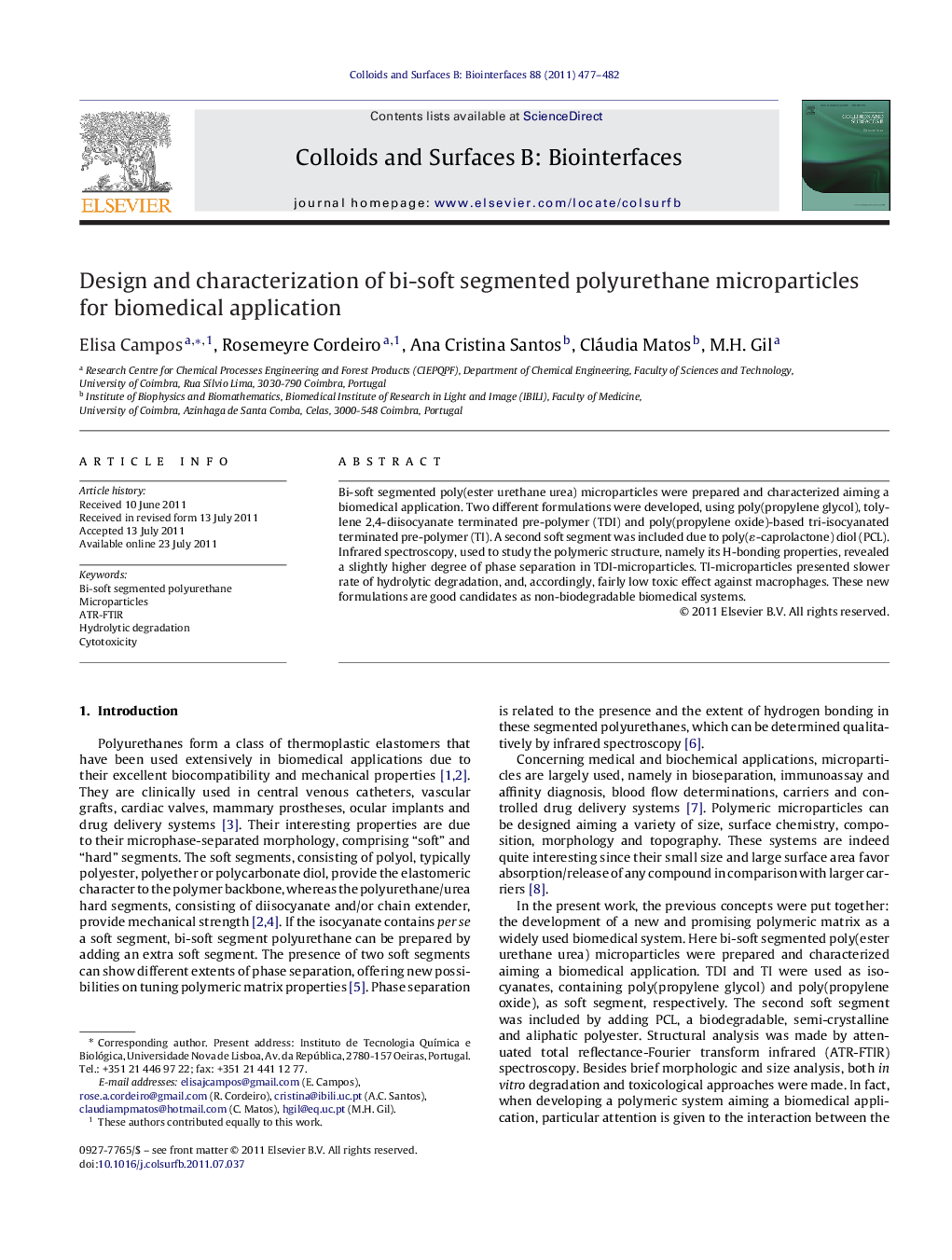 Design and characterization of bi-soft segmented polyurethane microparticles for biomedical application