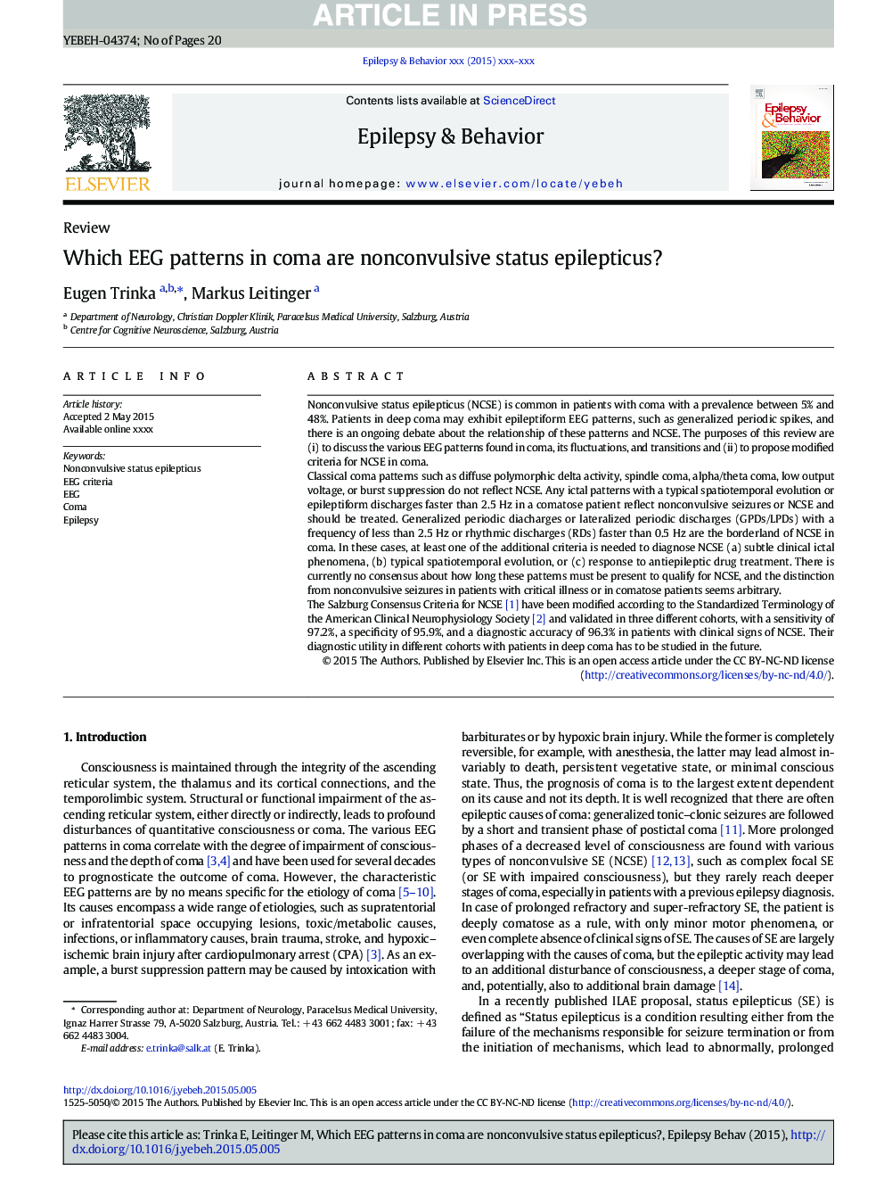 Which EEG patterns in coma are nonconvulsive status epilepticus?