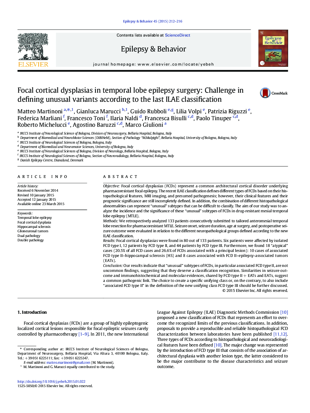 Focal cortical dysplasias in temporal lobe epilepsy surgery: Challenge in defining unusual variants according to the last ILAE classification