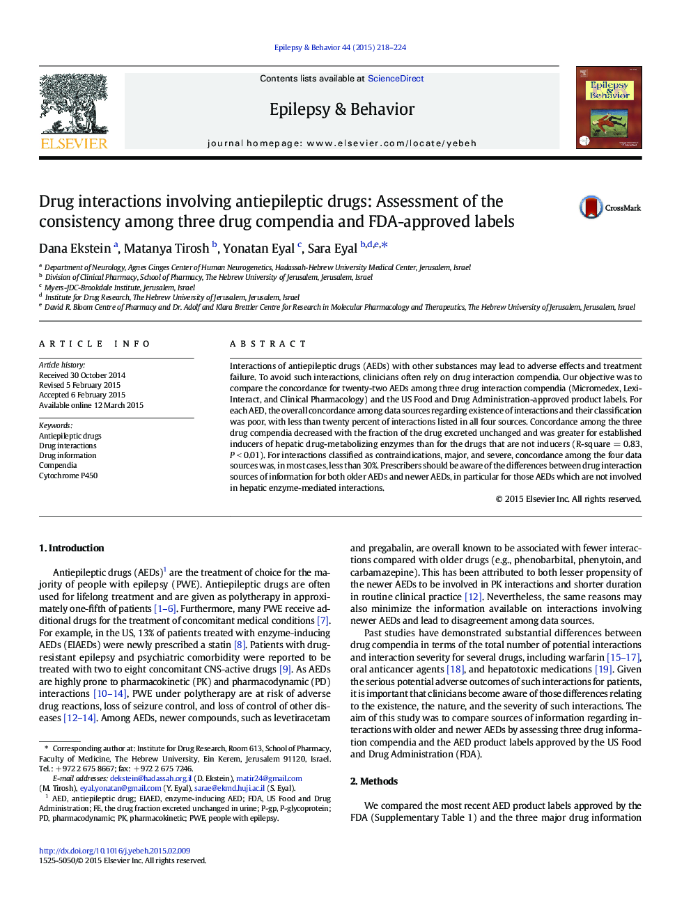 Drug interactions involving antiepileptic drugs: Assessment of the consistency among three drug compendia and FDA-approved labels