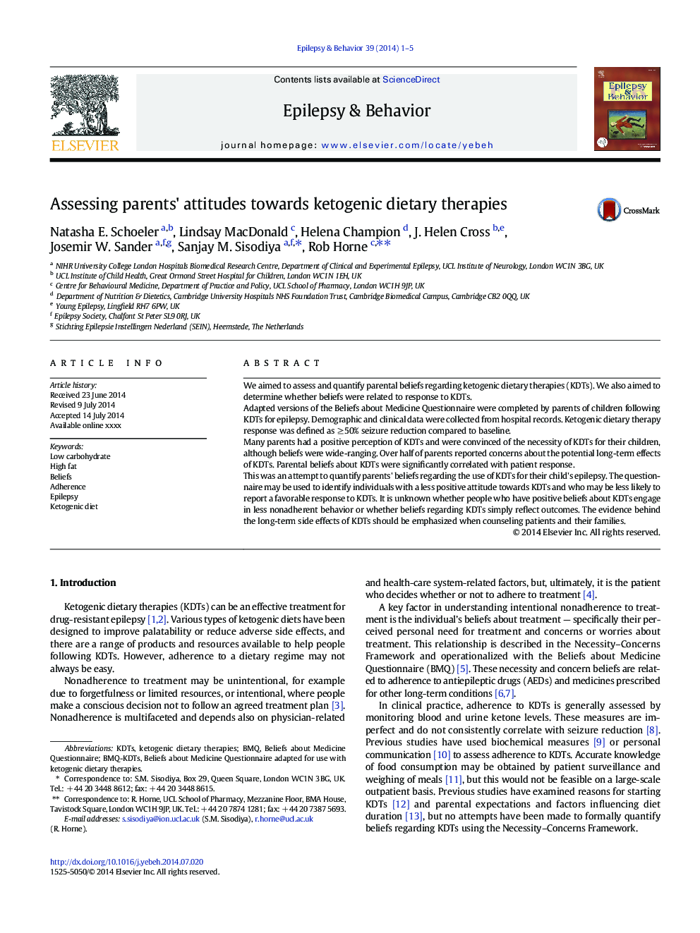 Assessing parents' attitudes towards ketogenic dietary therapies