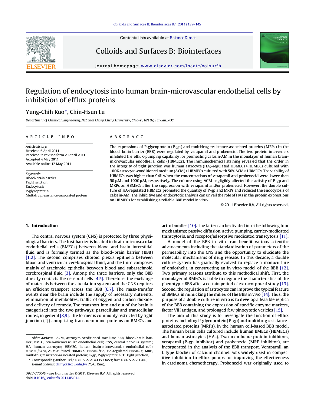 Regulation of endocytosis into human brain-microvascular endothelial cells by inhibition of efflux proteins