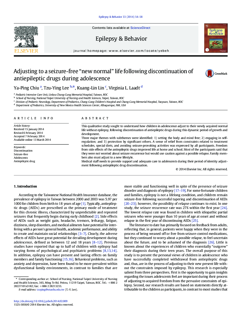 Adjusting to a seizure-free “new normal” life following discontinuation of antiepileptic drugs during adolescence