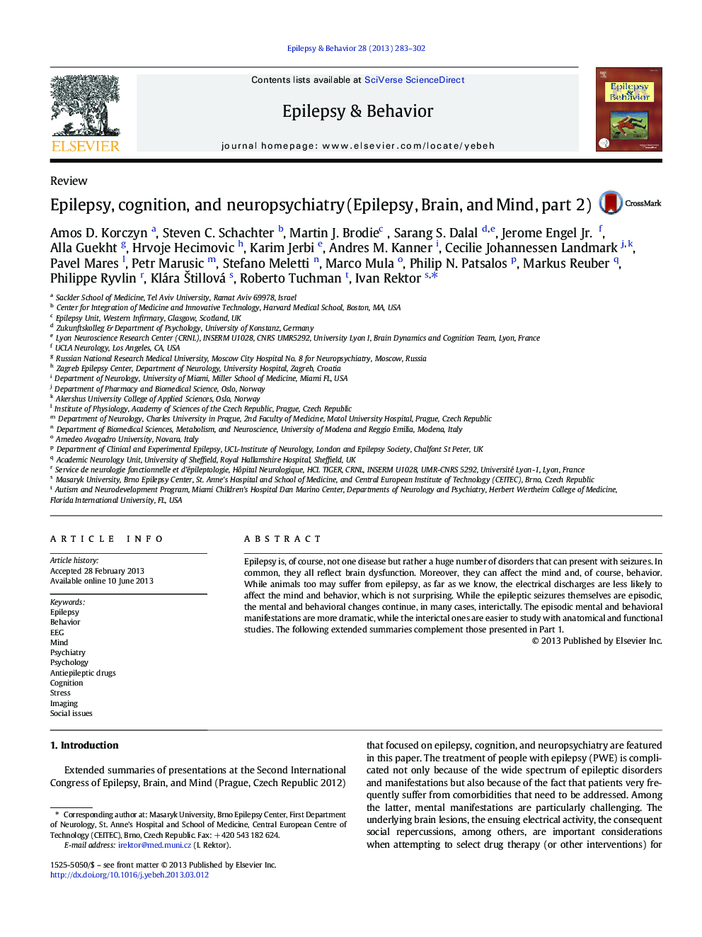 ReviewEpilepsy, cognition, and neuropsychiatry (Epilepsy, Brain, and Mind, part 2)