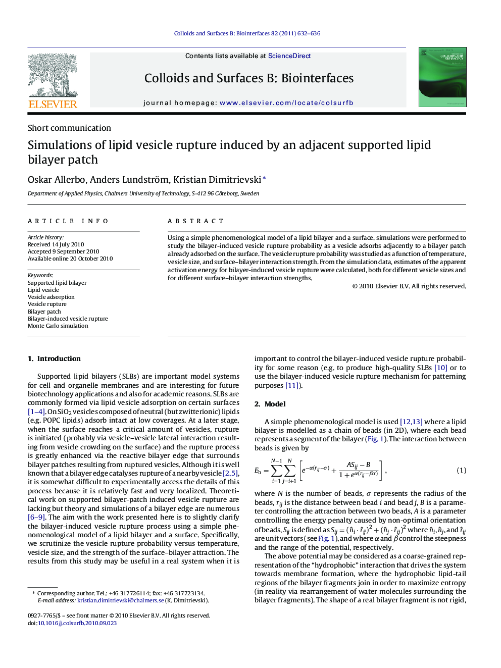 Simulations of lipid vesicle rupture induced by an adjacent supported lipid bilayer patch