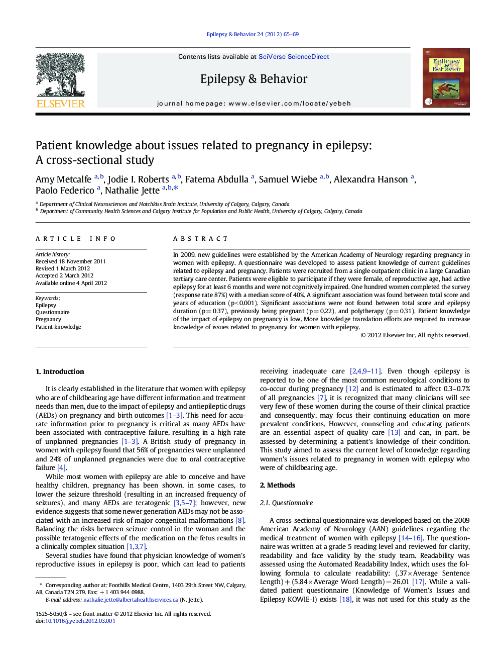 Patient knowledge about issues related to pregnancy in epilepsy: A cross-sectional study